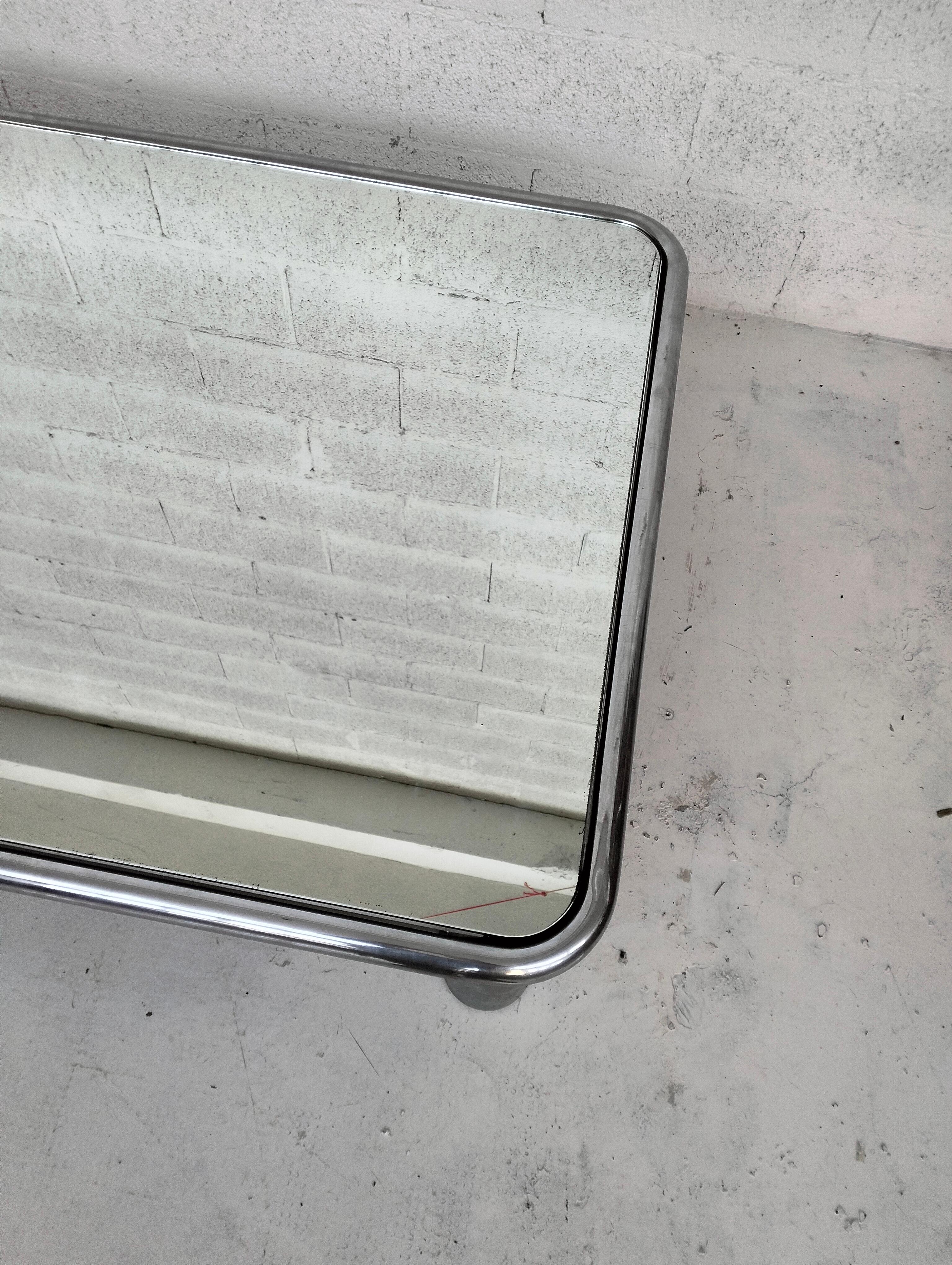 Steel Sesann mirrored and steel chromed coffee table by G.Franco Frattini for Cassina For Sale