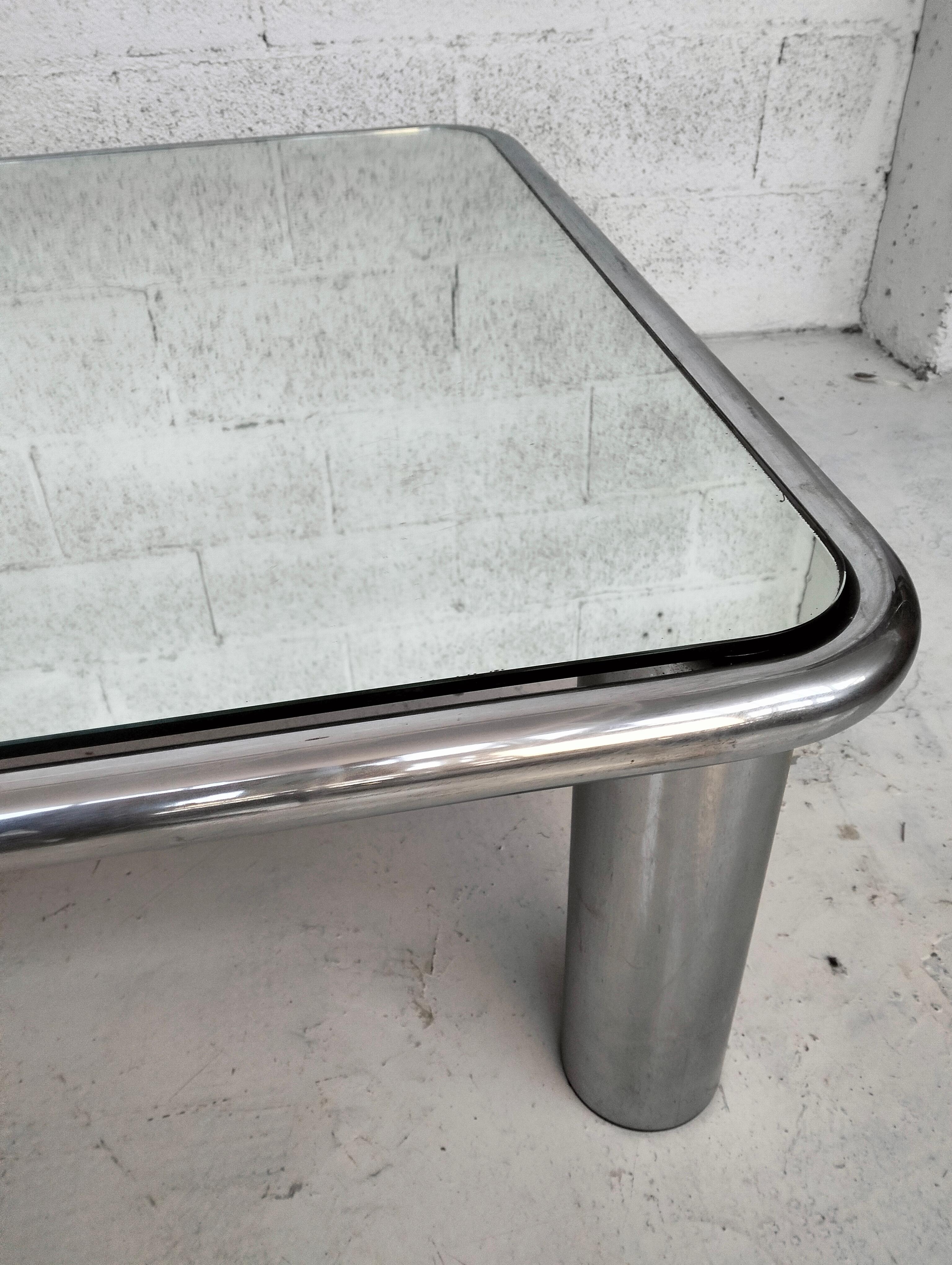 Sesann mirrored and steel chromed coffee table by G.Franco Frattini for Cassina For Sale 1