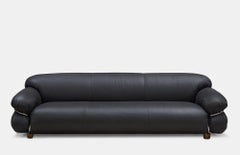Sesann - Sofa black leather by Gianfranco Frattini Tacchini W 240 cm (94.49 in)