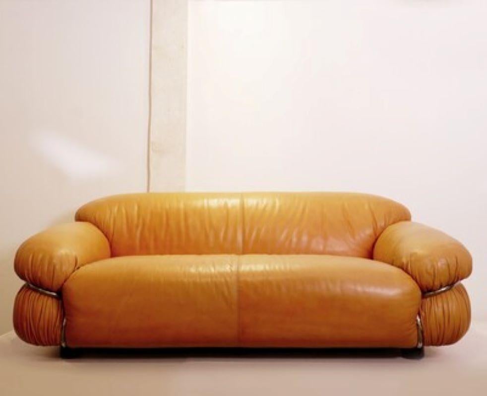 Sesann sofa by Gianfranco Frattini, for Cassina, Italy, 1960's
Leather and chrome tubular metal