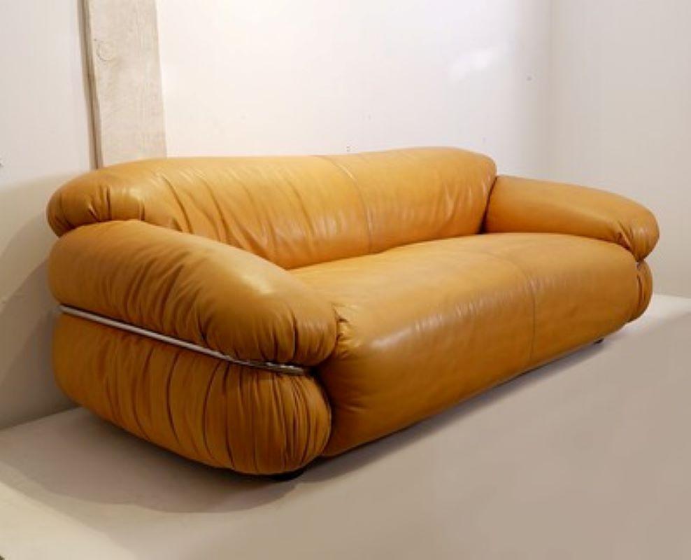 Sesann sofa by Gianfranco Frattini, for Cassina, Italy, 1960's
leather and chrome tubular metal