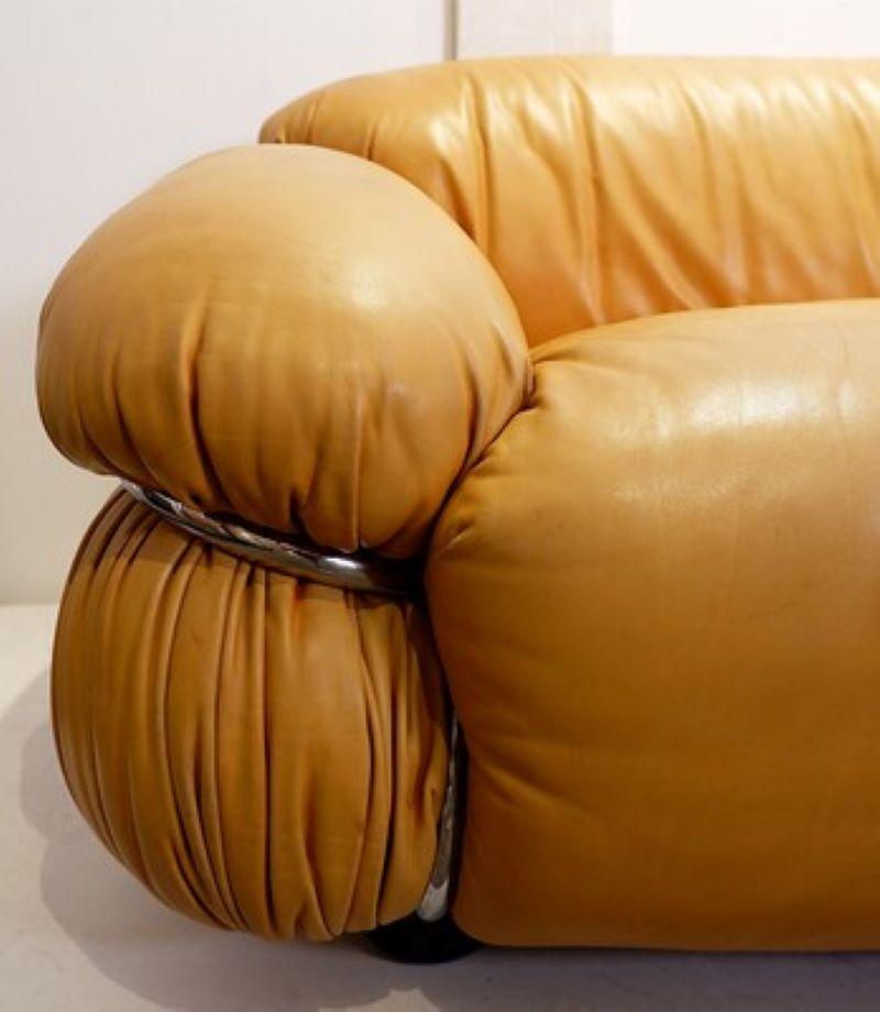 Leather Sesann sofa by Gianfranco Frattini, for Cassina, Italy, 1960's For Sale