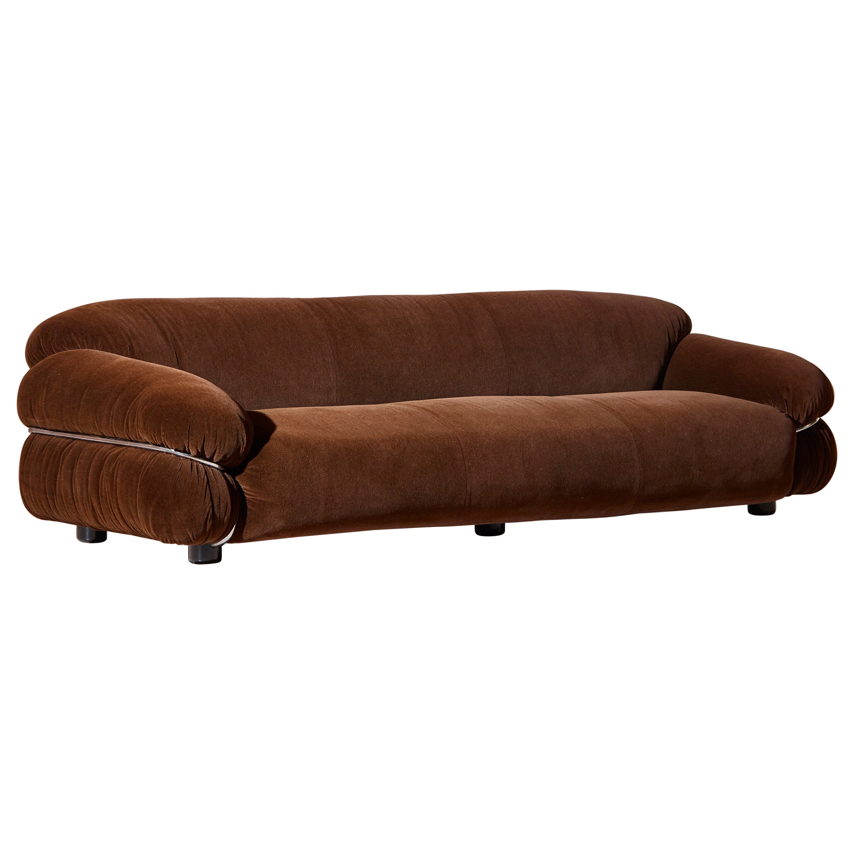 Sesann Three seater velvet sofa by Gianfranco Frattini for Cassina, Italy 1970s
