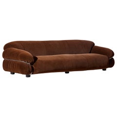 Sesann Three seater velvet sofa by Gianfranco Frattini for Cassina, Italy 1970s
