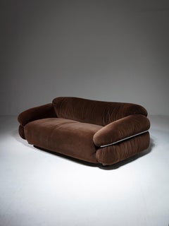 "Sesann" Velvet Settee by Gianfranco Frattini for Cassina, Italy, 1970s