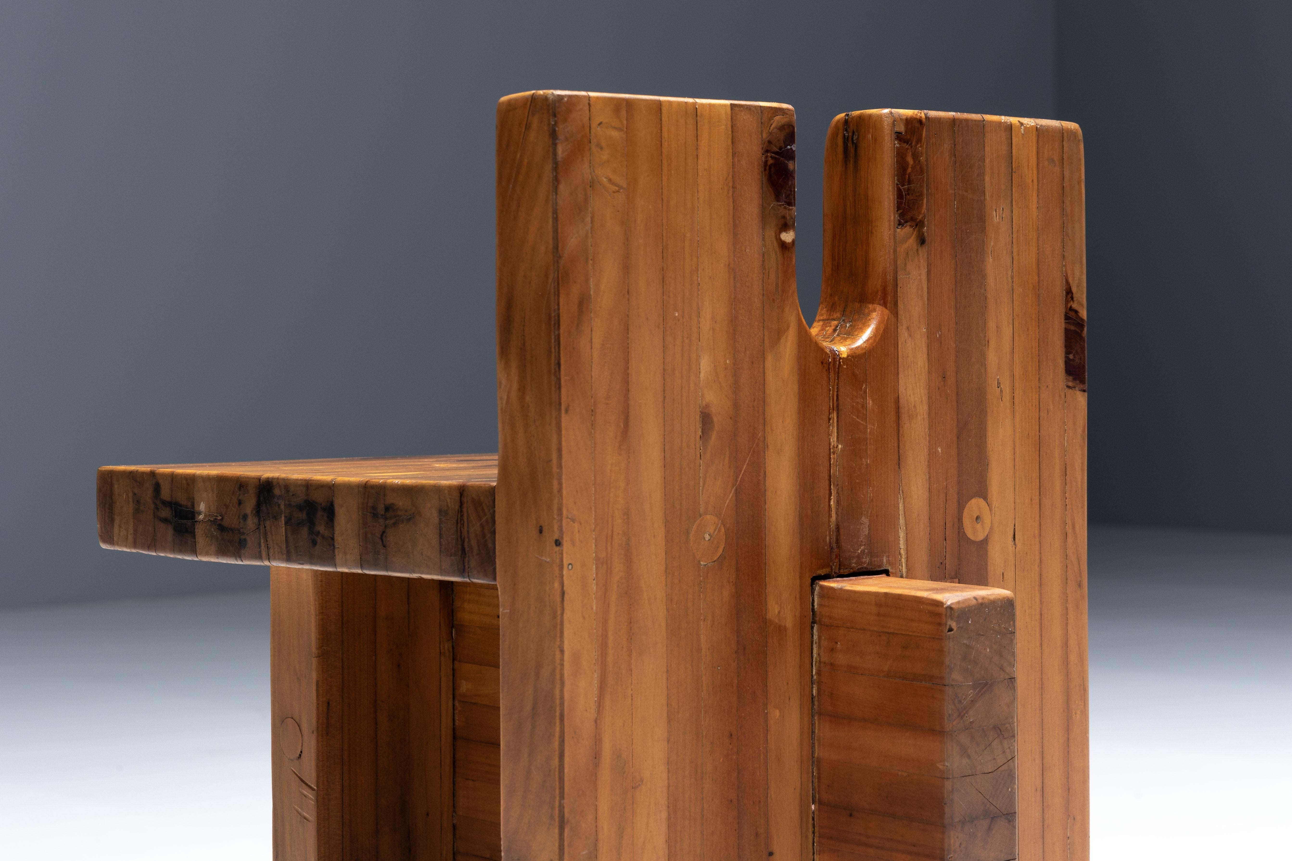 Pine SESC Stools by Lina Bo Bardi for SESC Pompeia, Brazil, 1970s For Sale