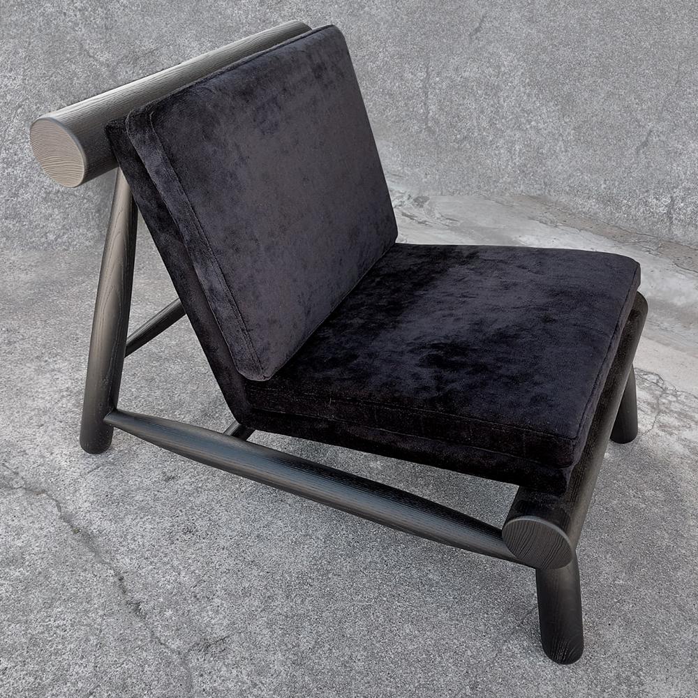 Contemporary Modern Seso Armchair in Solid Oak & Fabric by Collector Studio For Sale 2