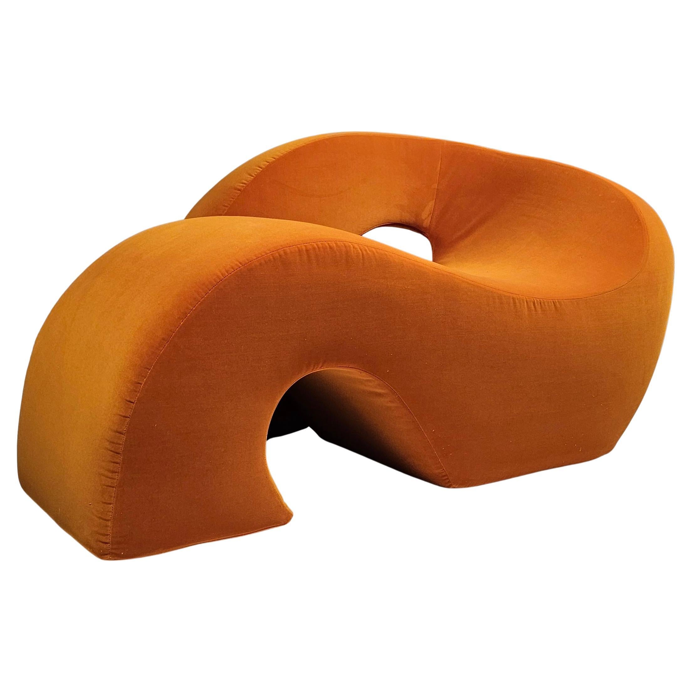 Sess chair, burned orange, Nani Prina, Sormani, 1968 

A rare loop-shaped 'Sess' lounge/object chair by Nani Prina for Sormani, Italy. Designed in 1968.  it is somewhere between a lounge chair and a chaise longue and it is possible to seat it in
