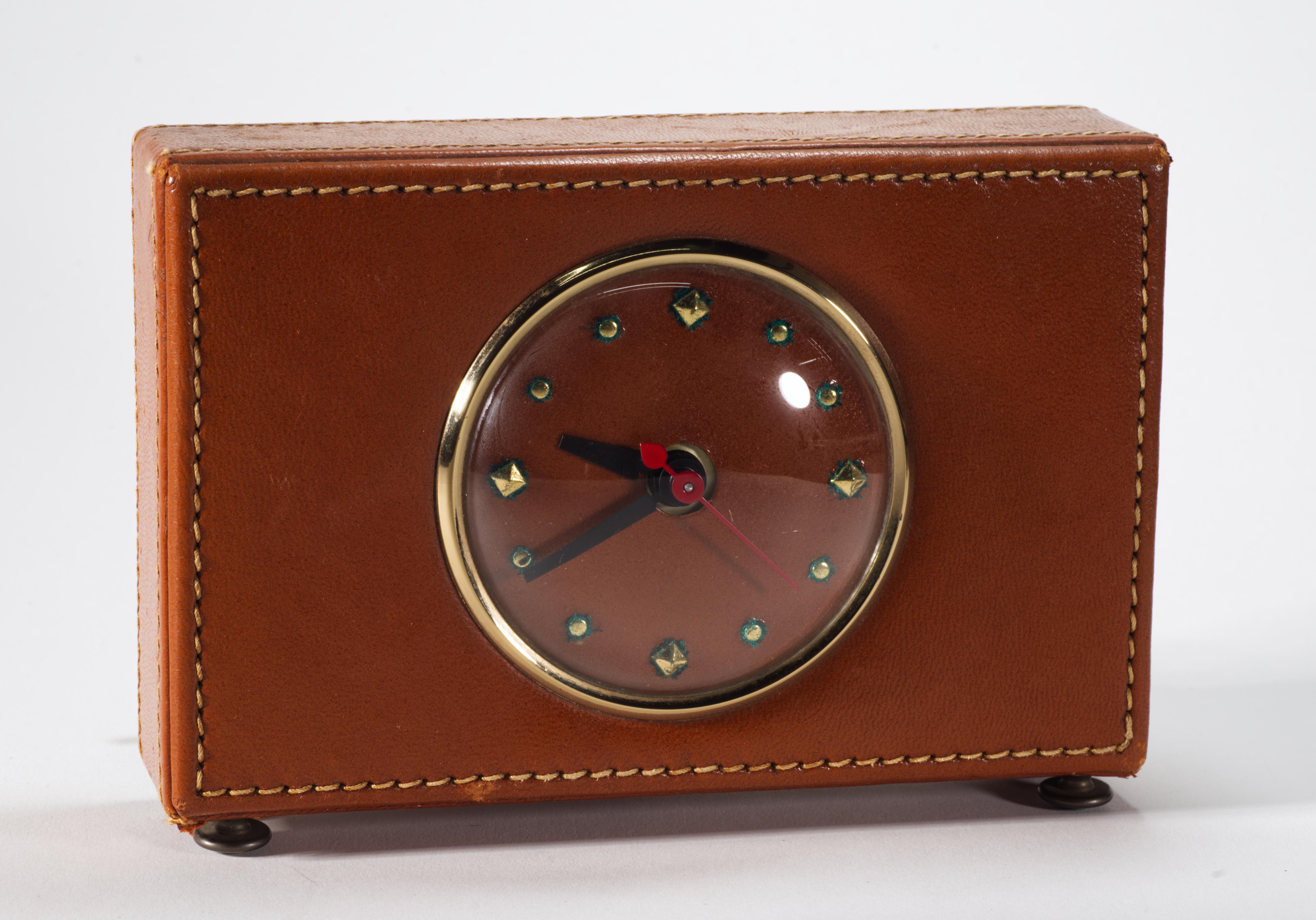 Mid-Century Modern Session Leather Table clock.