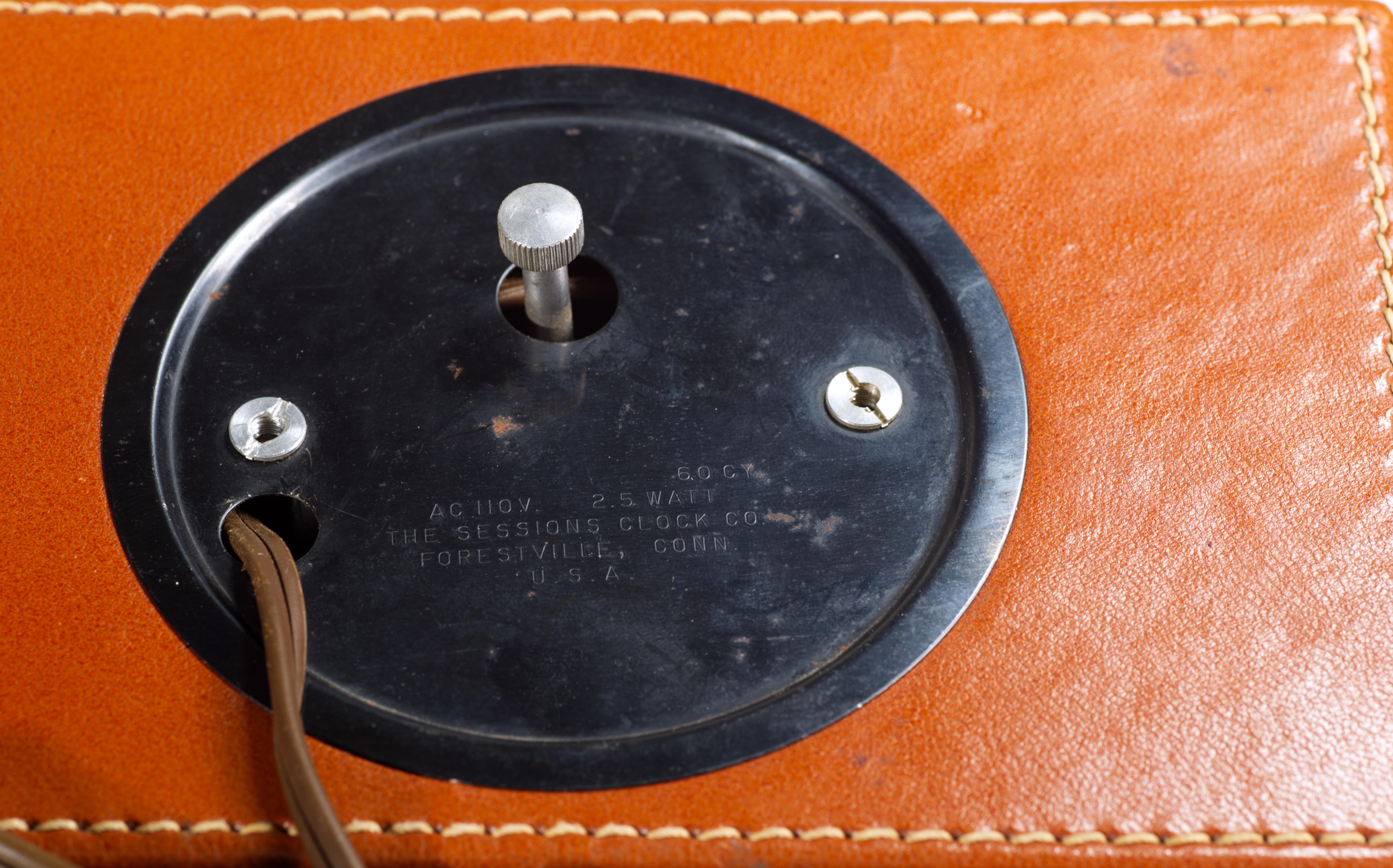 Brass Session Leather Table clock.