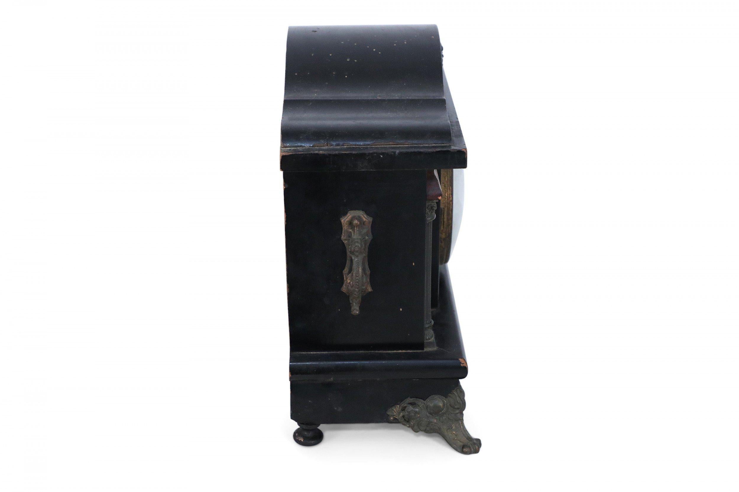Sessions Clock Co. American Victorian Bronze Column Wooden Case Mantel Clock For Sale 4