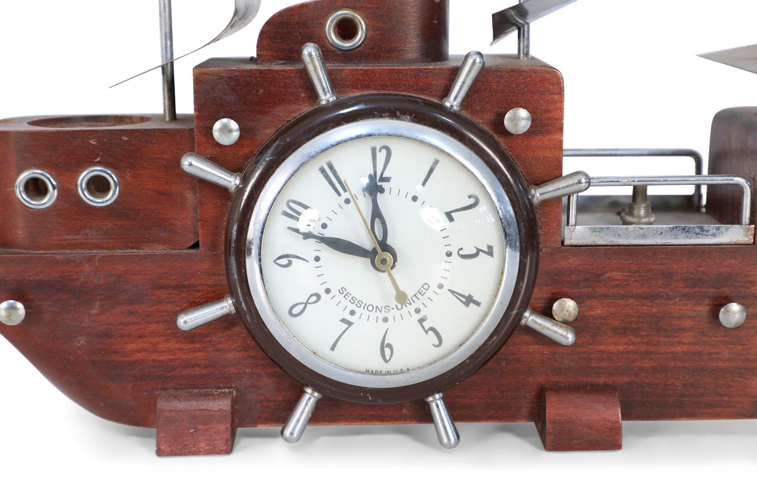 United Mid-Century Clipper Ship Electrified Tischuhr, Sitzungen, Vereinigte Mid-Century im Angebot 3