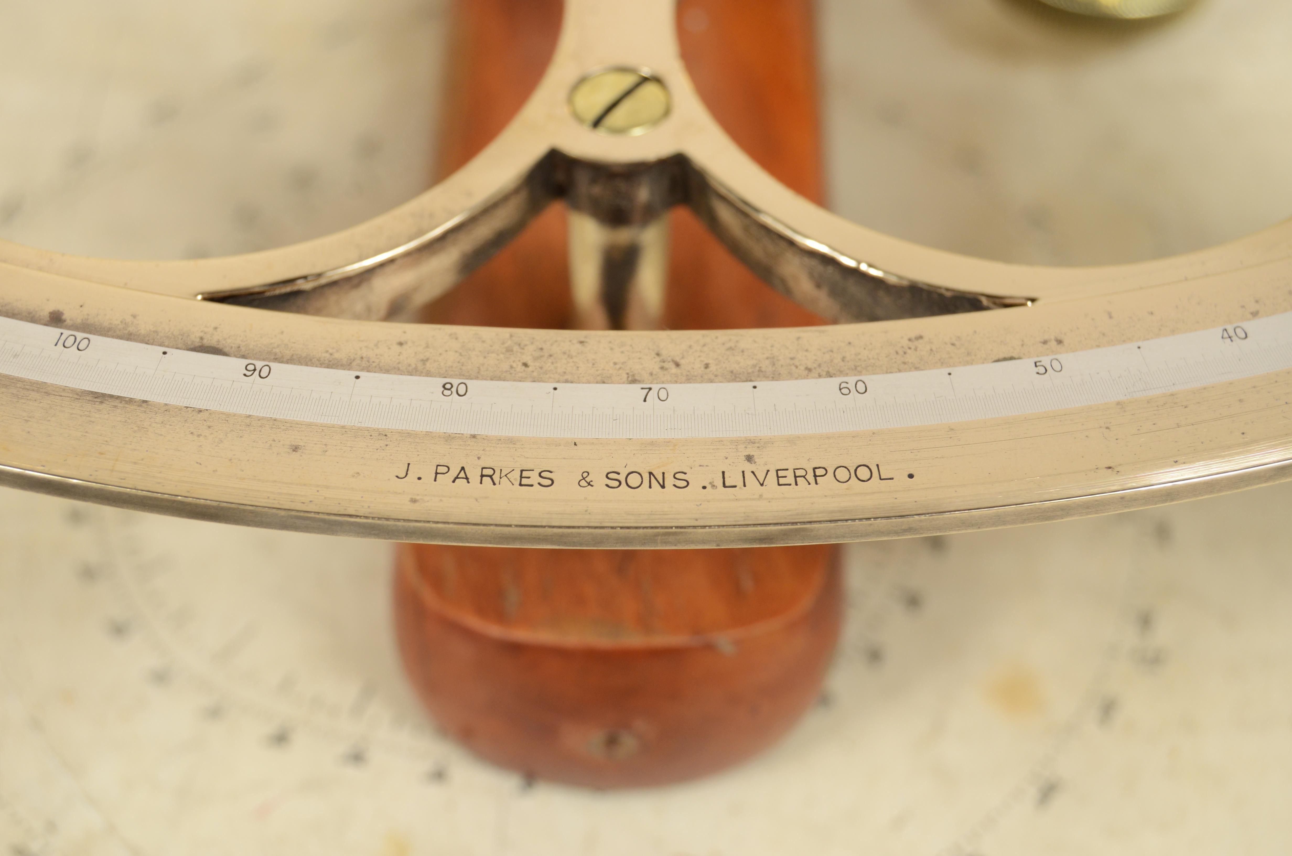 19th Century Sestante in ottone fine '800 firmato  J. Parkes & Sons Liverpool,  allo