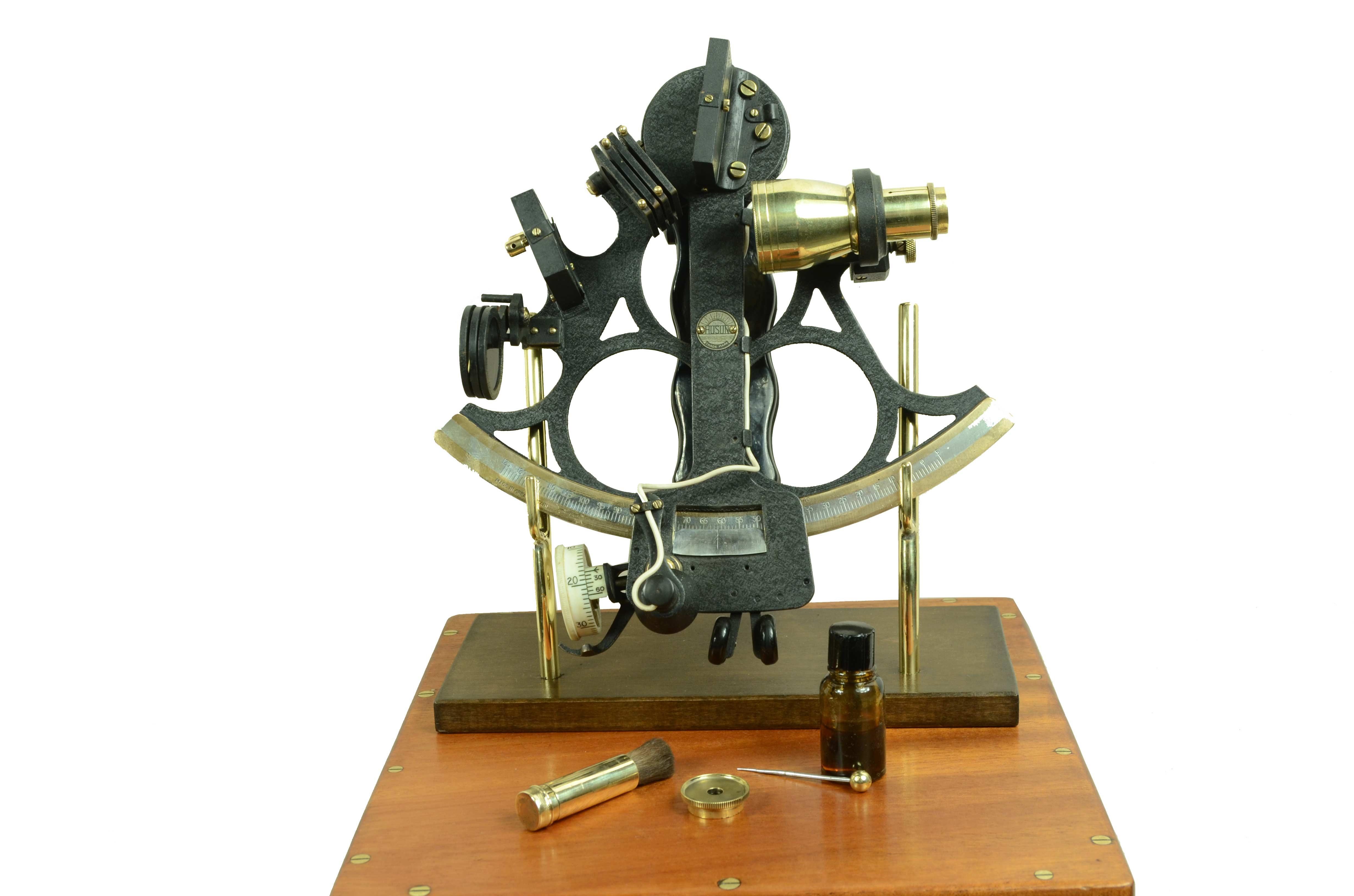Mid-20th Century Brass sextant signed Husun Trade Mark  Serial No. 55040 from the 1930s