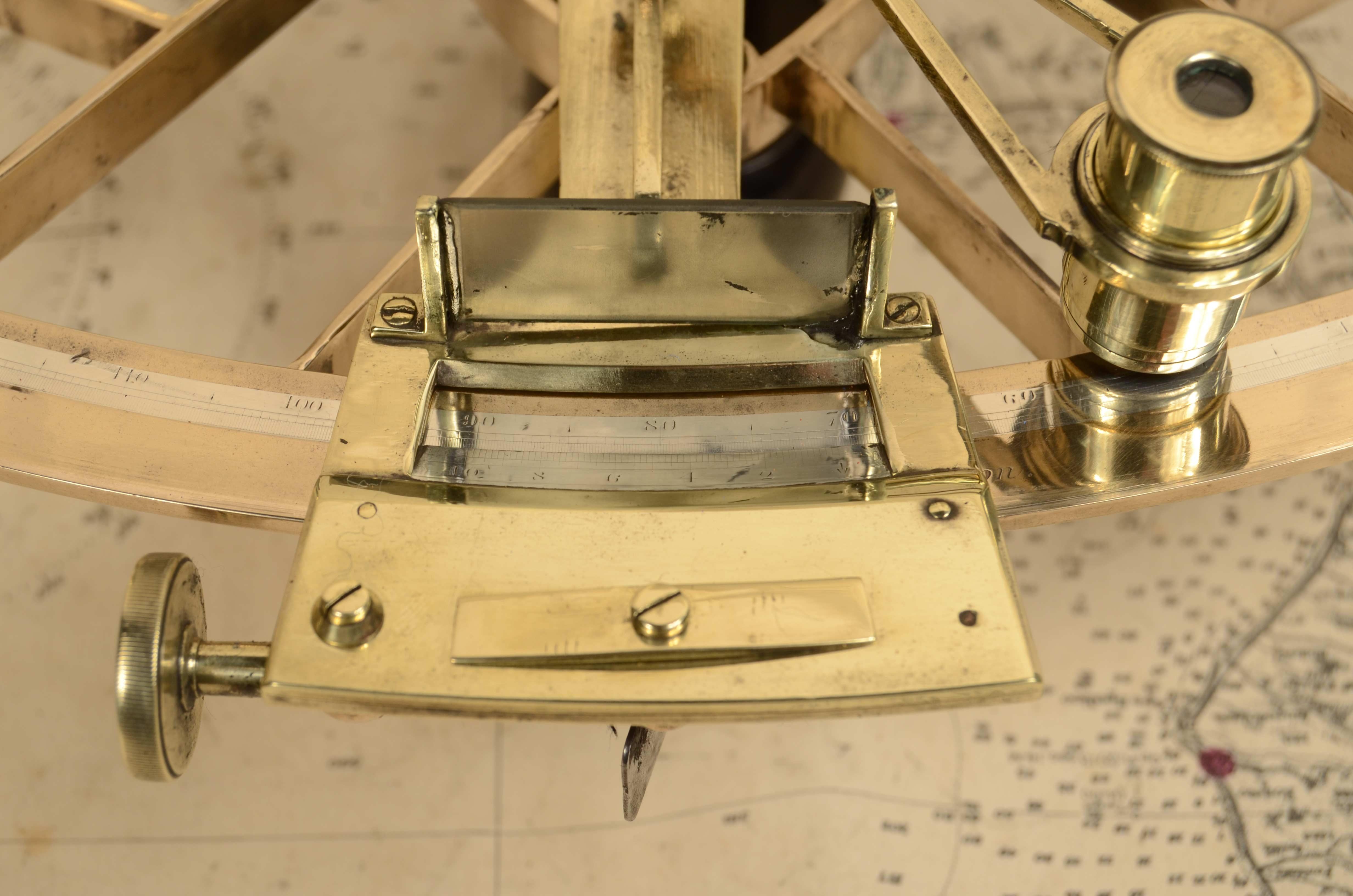 Brass sextant signed Imray & Son 89 & 102 Minories London mid-19th century For Sale 6