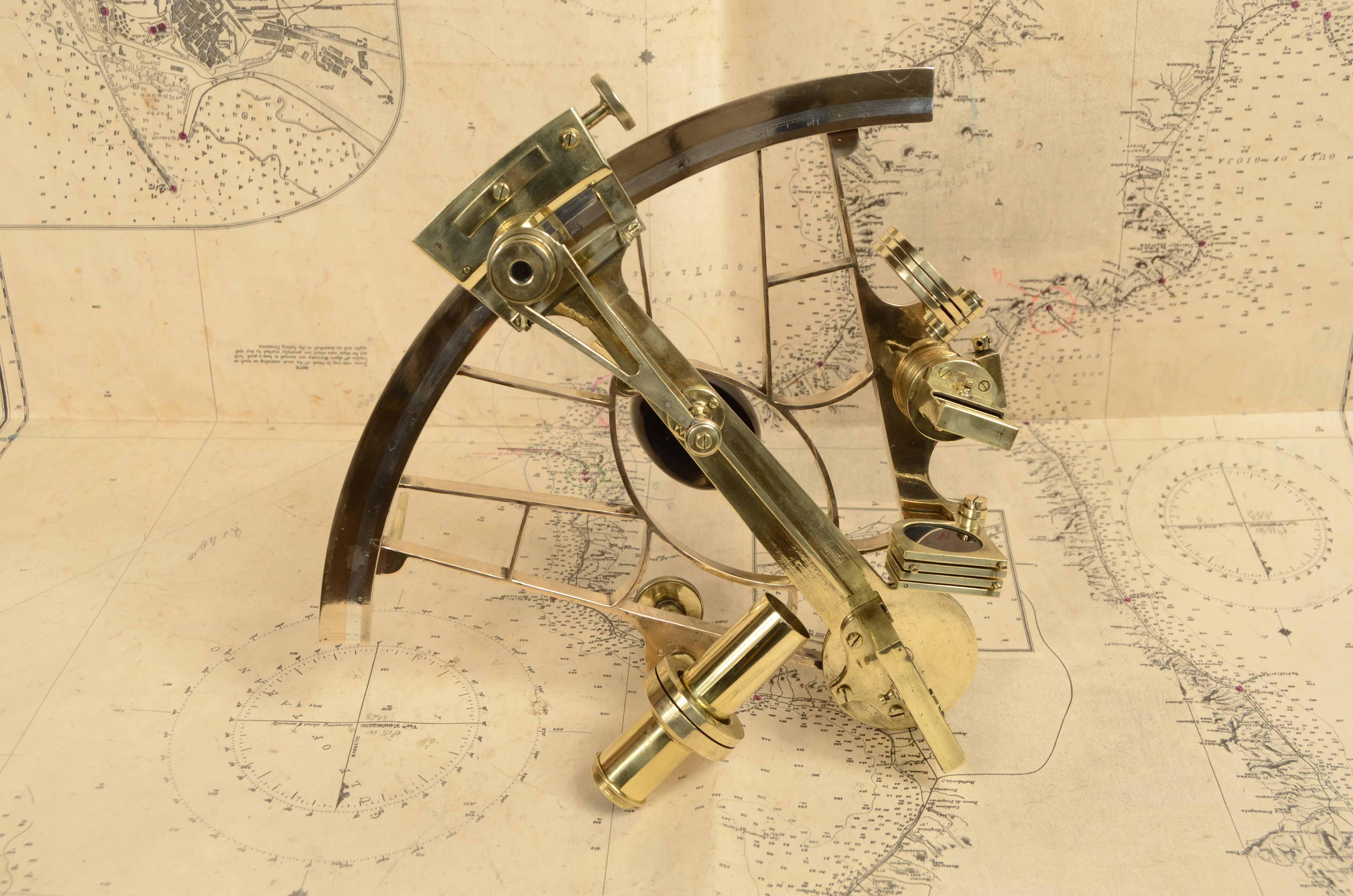 Brass sextant signed Imray & Son 89 & 102 Minories London mid-19th century For Sale 11