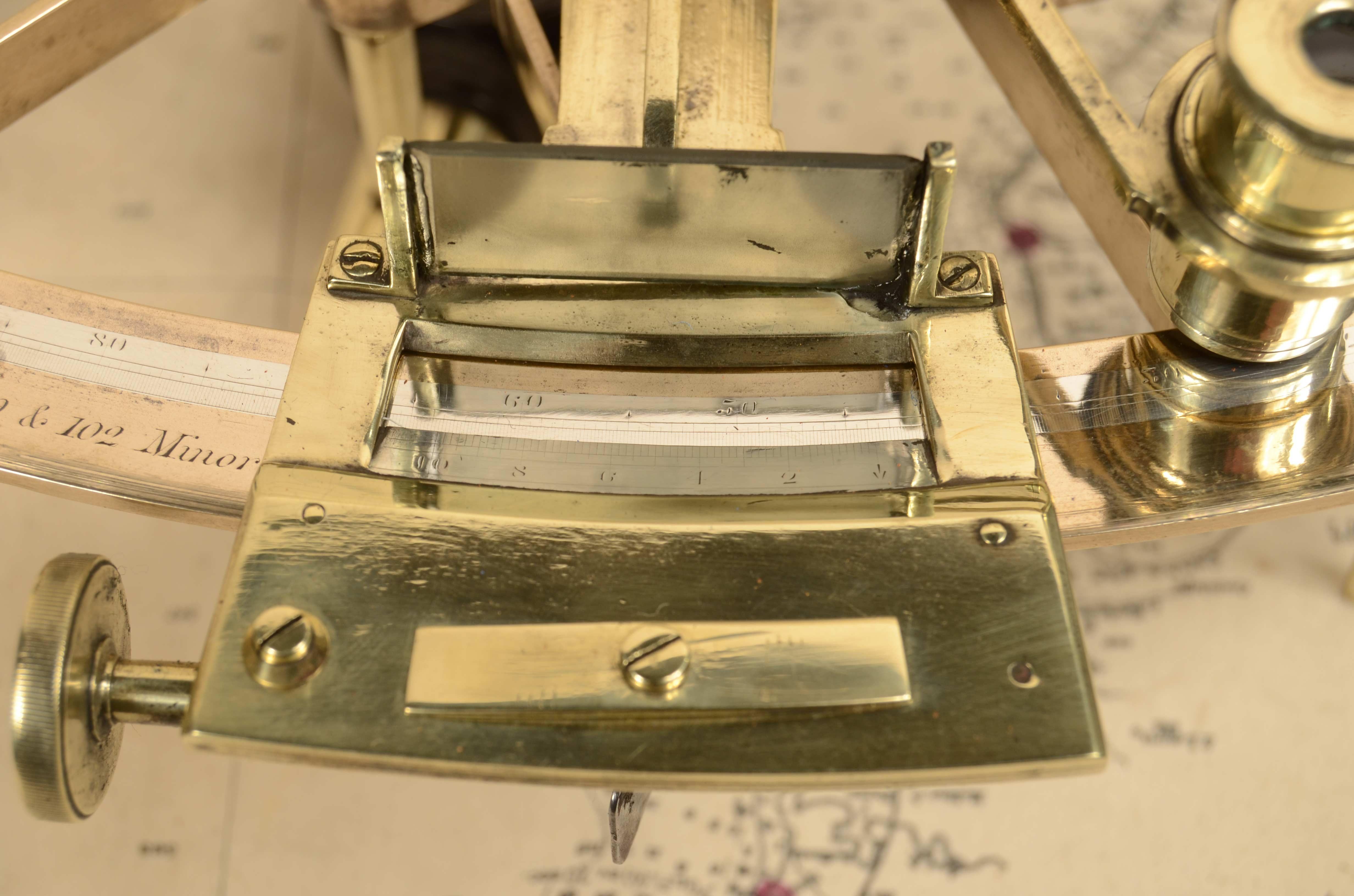 Brass sextant signed Imray & Son 89 & 102 Minories London mid-19th century For Sale 13