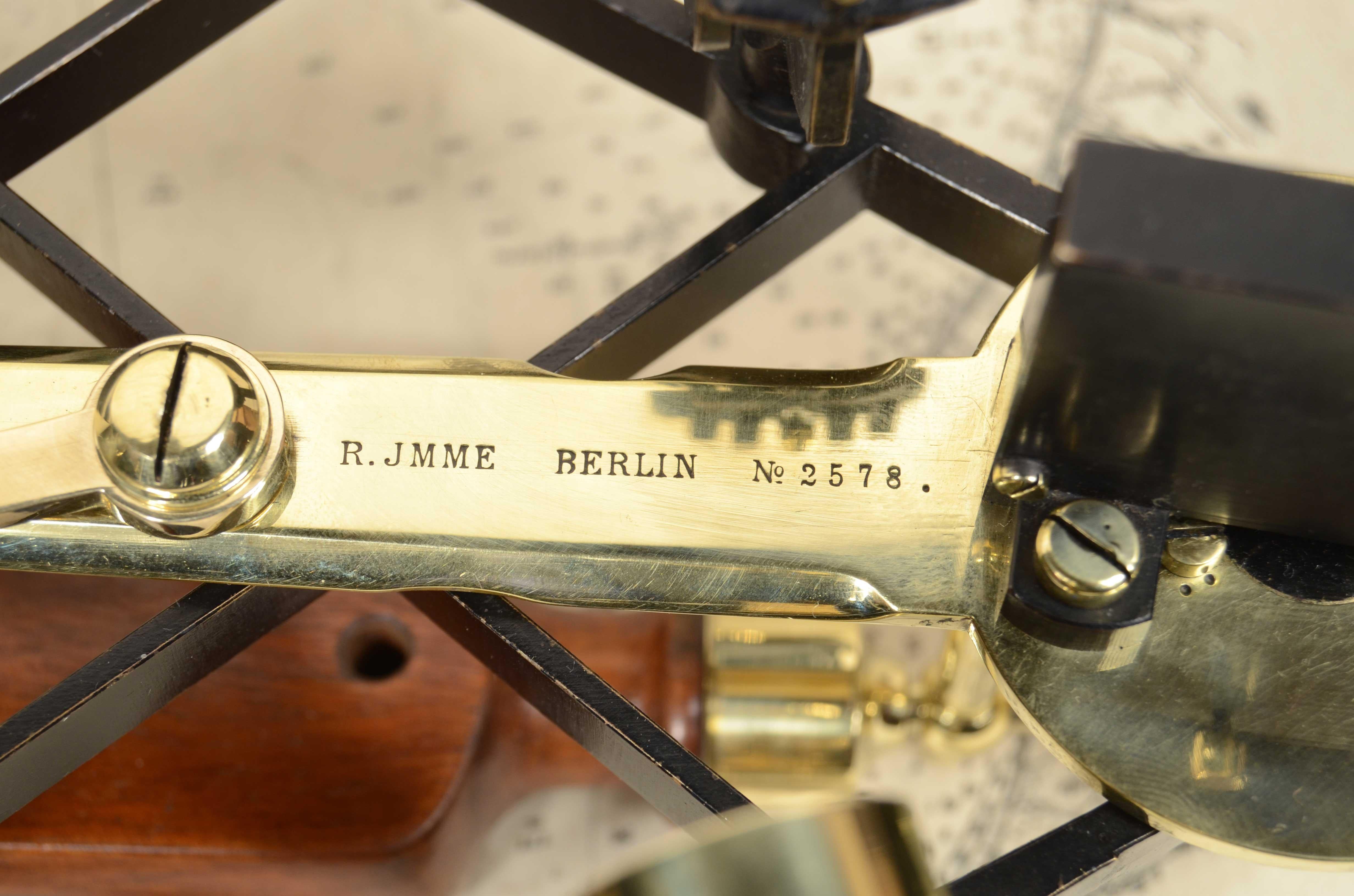 Brass Sextant in  brass signed R. Jmme Berlin no. 2578 second  mid 19th Century
