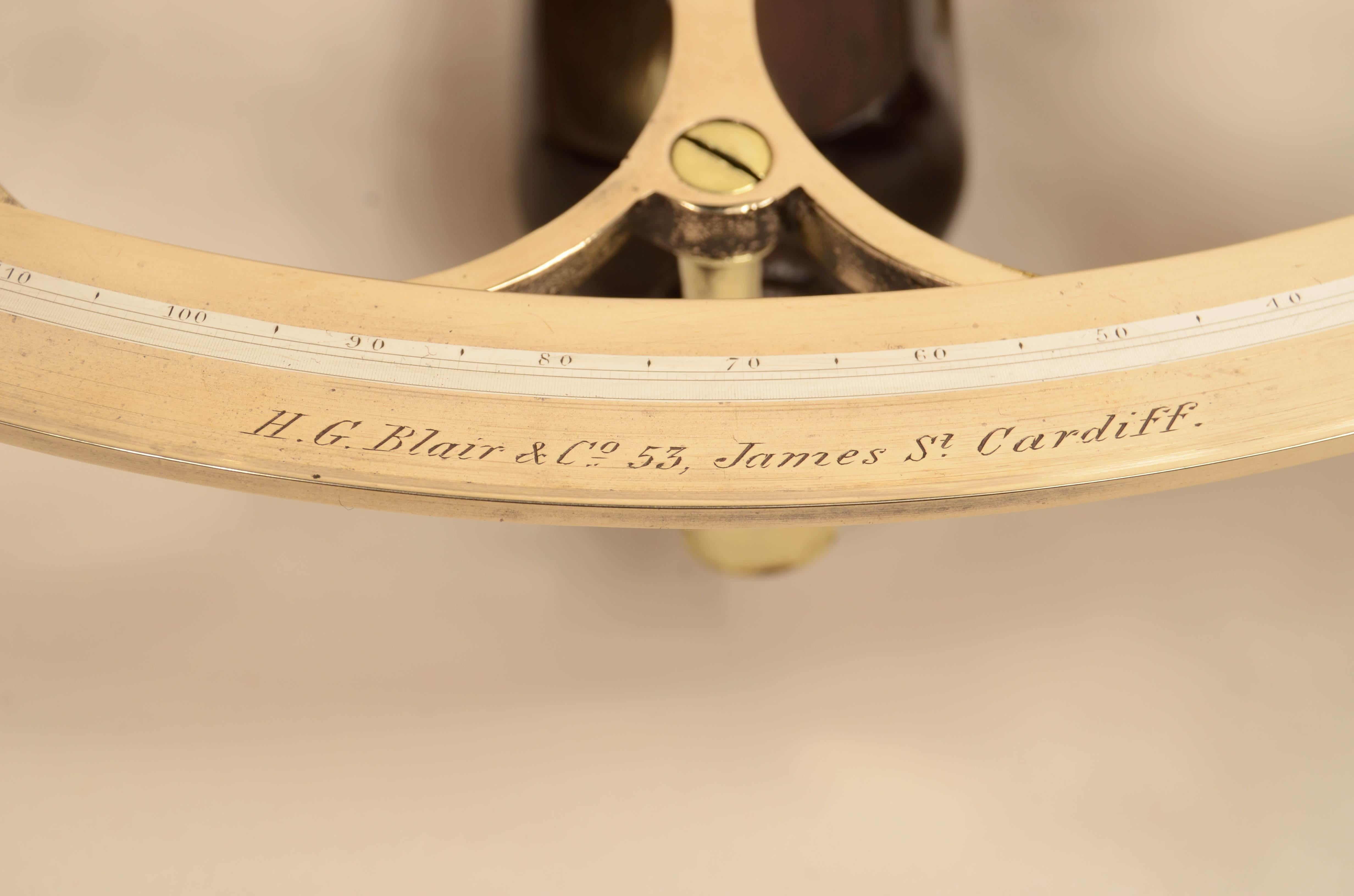 Brass sextant H.G. Blair & Co 53, James St. Cardiff second half of the 19th century 1