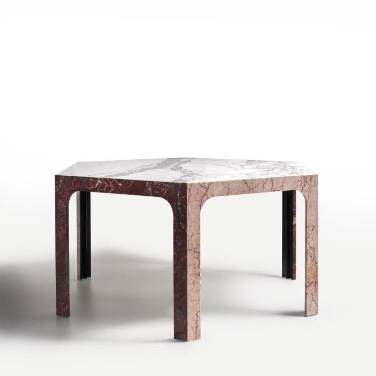 Sesto C Hexagonal Dining Table in Calacatta & Bardiglio Marble by Bufalini Marmi en venta 2