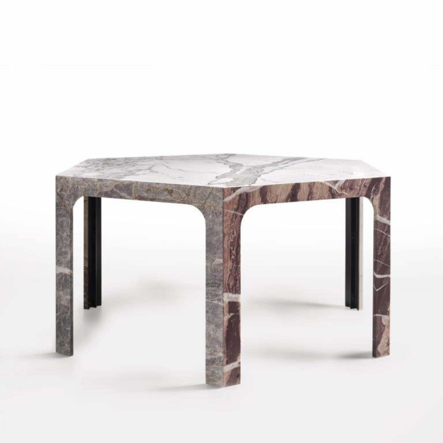 Sesto C Hexagonal Dining Table in Calacatta & Bardiglio Marble by Bufalini Marmi en venta 3