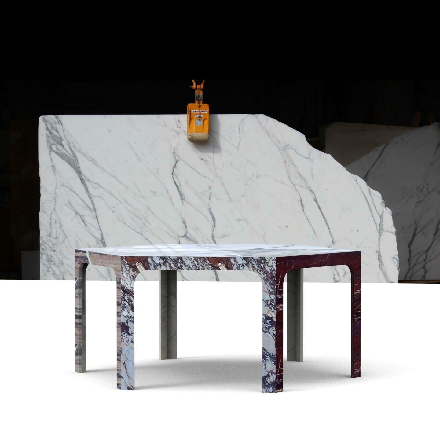 Sesto C Hexagonal Dining Table in Calacatta & Bardiglio Marble by Bufalini Marmi
Dimensions: D 133 x W 154 x H 72 cm. 
Materials: Calacatta & Bardiglio marbles.

Available in different stone options. Prices may vary.  Please contact us. 

Two types