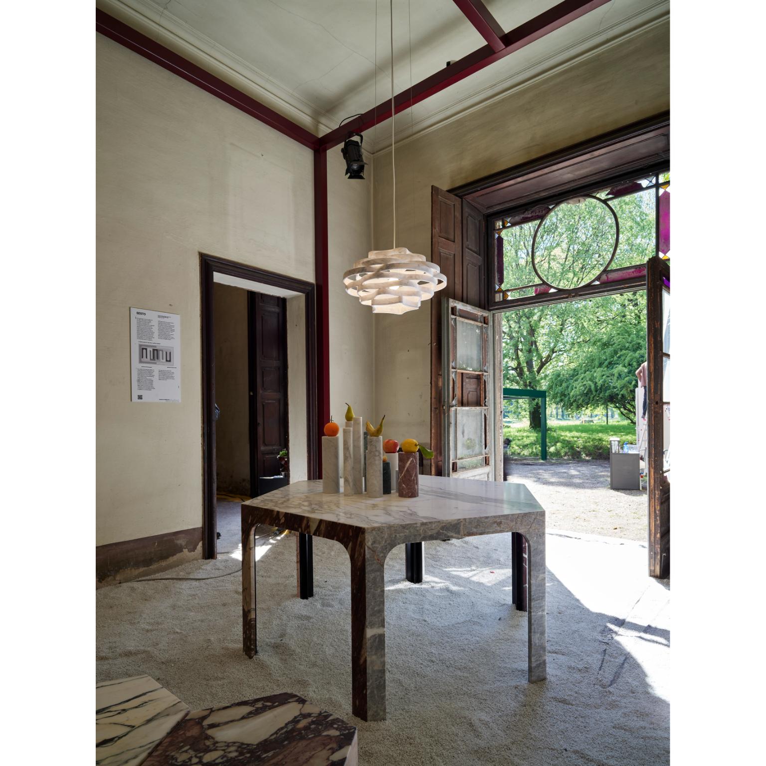 Sesto C Hexagonal Dining Table in Calacatta & Bardiglio Marble by Bufalini Marmi Otro en venta