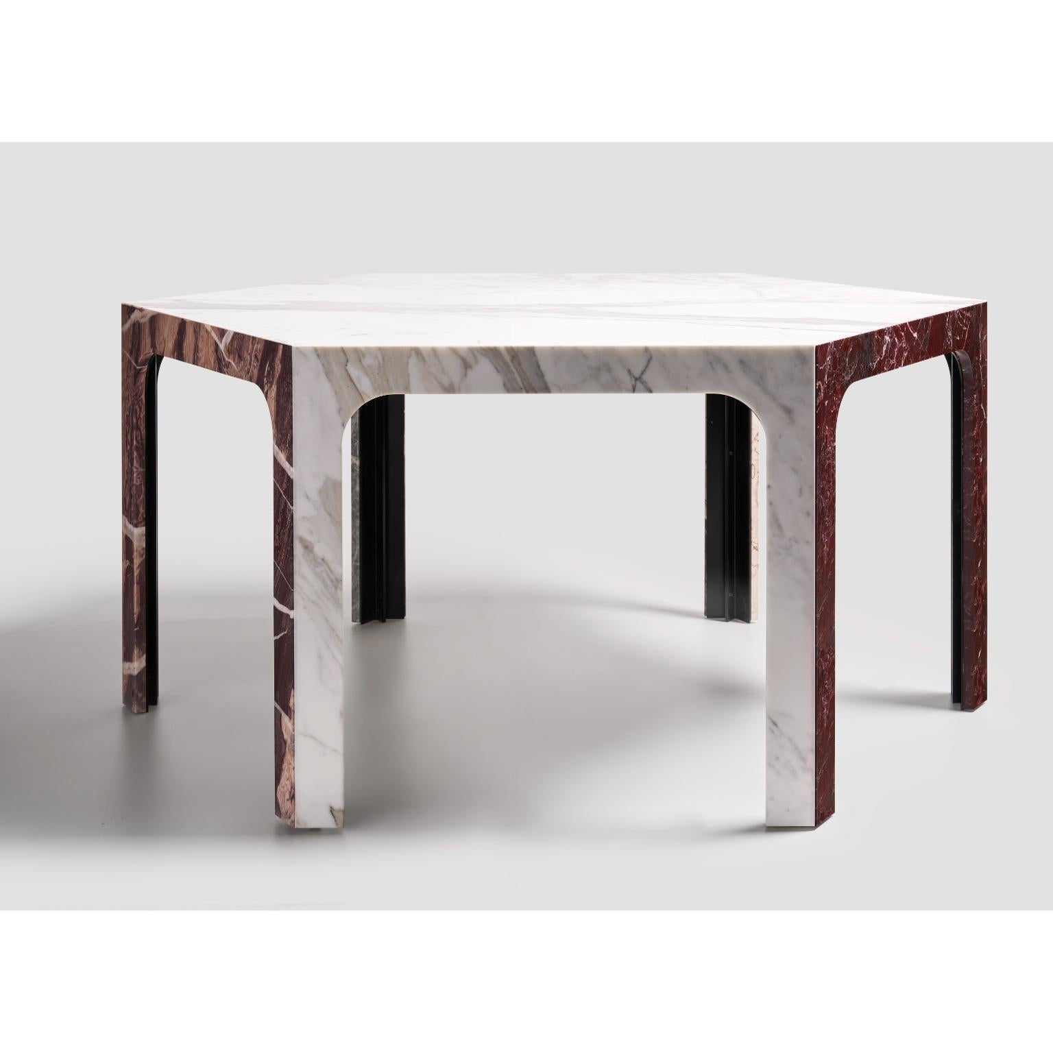 Sesto C Hexagonal Dining Table in Calacatta & Bardiglio Marble by Bufalini Marmi Mármol en venta