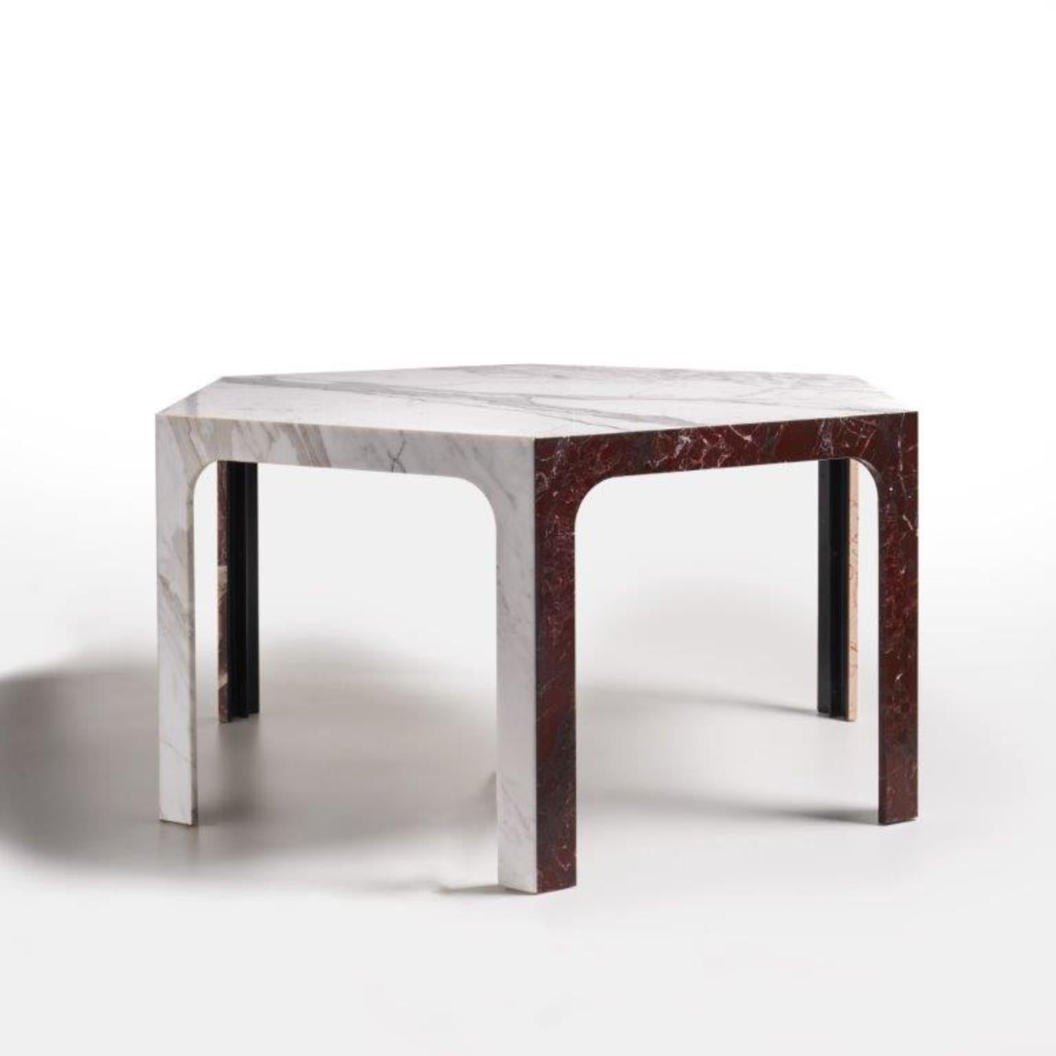 Sesto C Hexagonal Dining Table in Calacatta & Bardiglio Marble by Bufalini Marmi en venta 1
