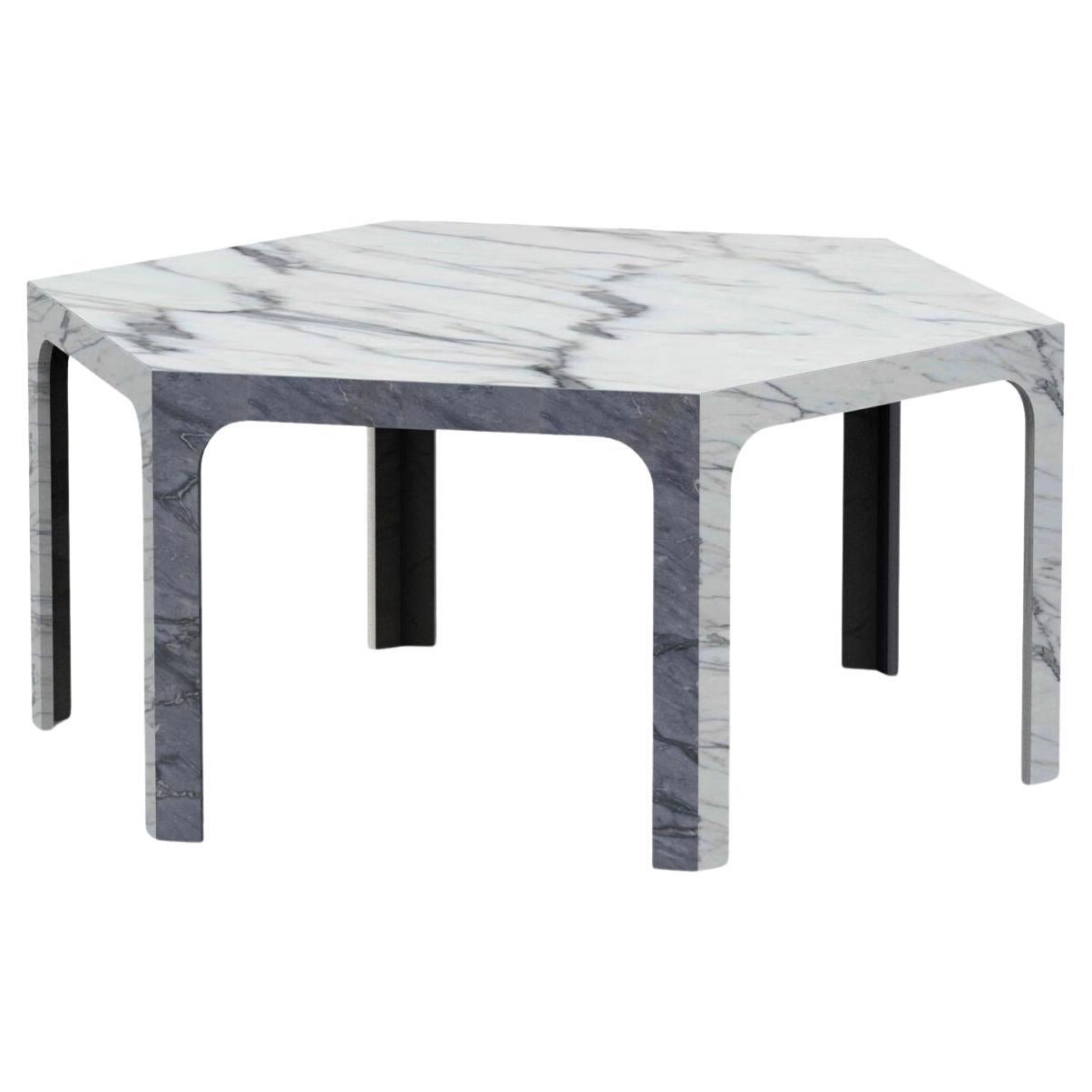 Sesto C Hexagonal Dining Table in Calacatta 
Bardiglio Marble by Bufalini Marmi en venta