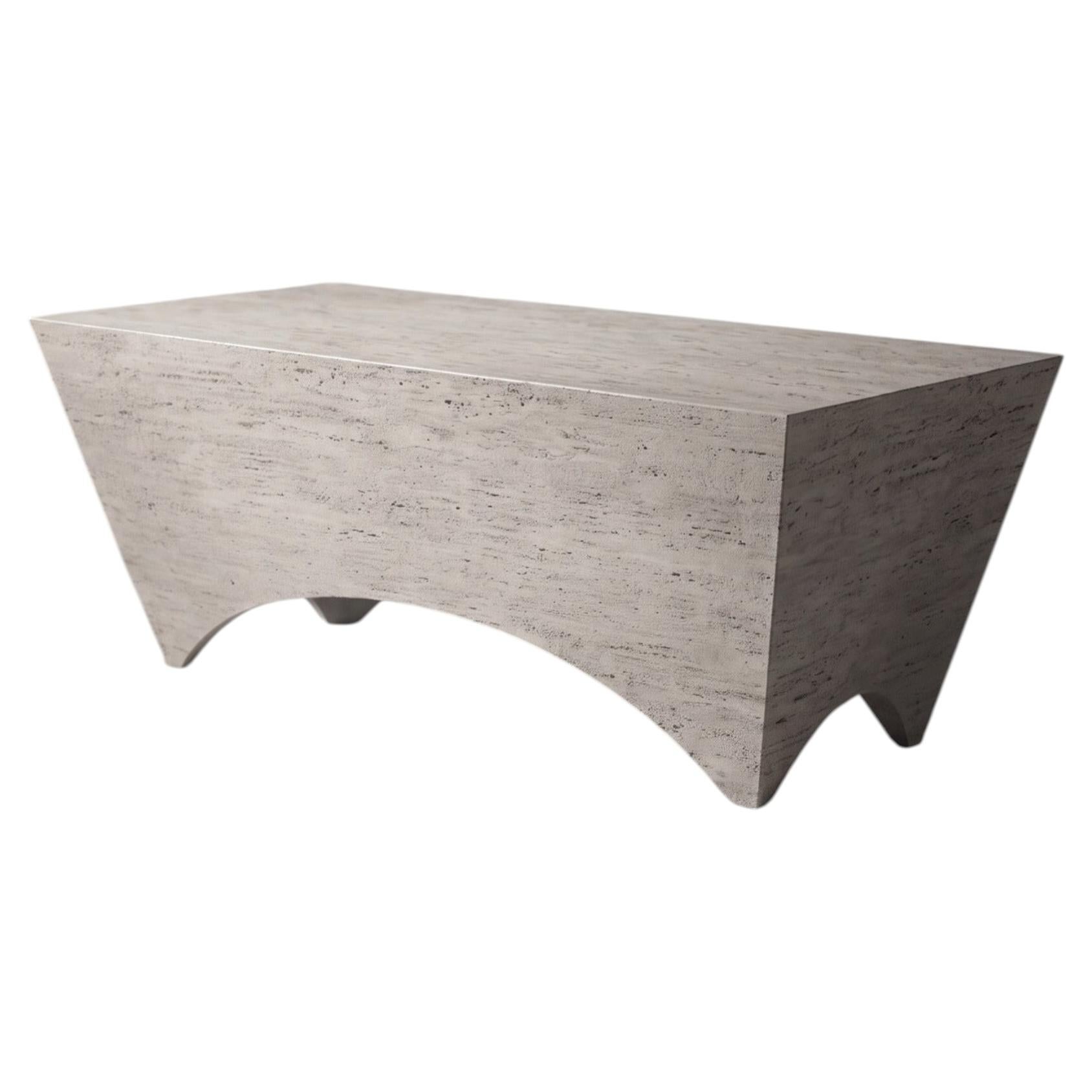 SESTO Table basse italienne moderne et sculpturale en travertin par dAM Atelier