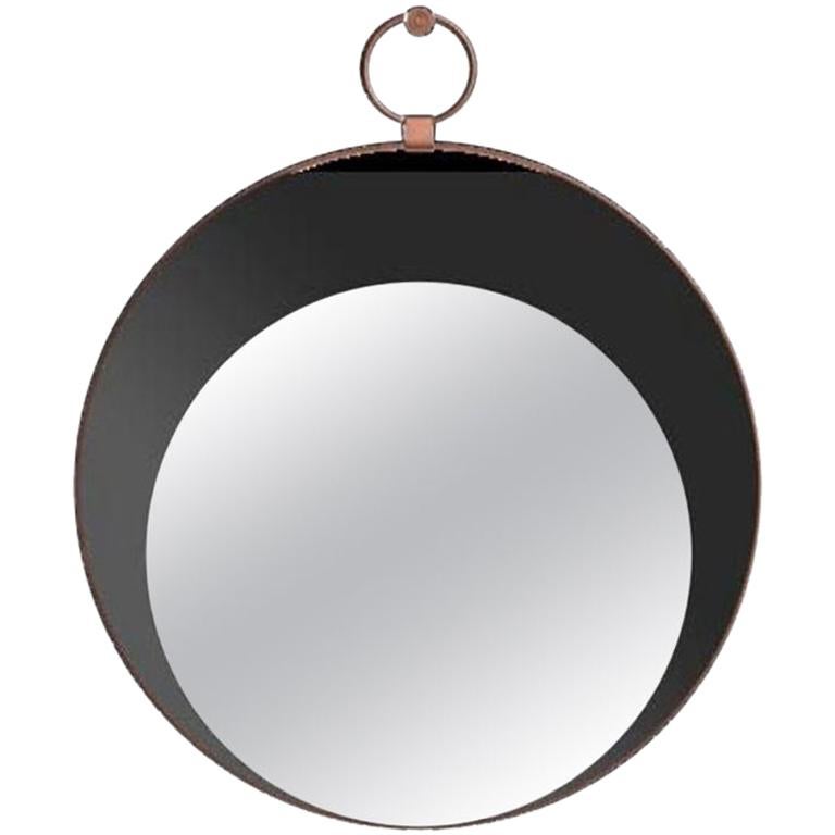 Sesto Senso Round Mirror with Metal Frame For Sale