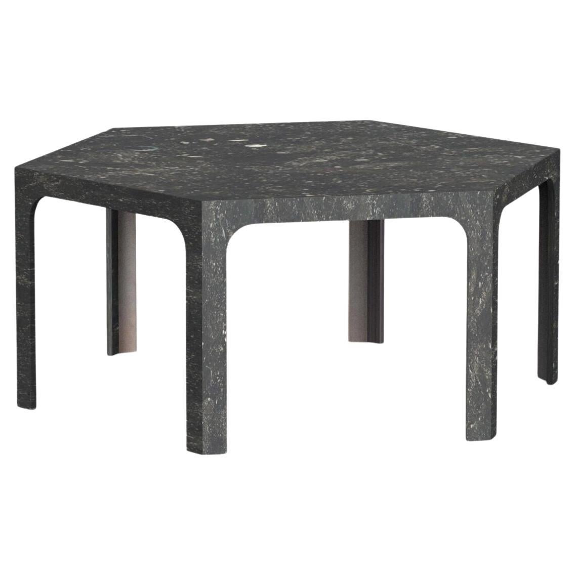 Sesto TSD Hexagonal Dining Table in Blu Belgio Marble by Bufalini Marmi