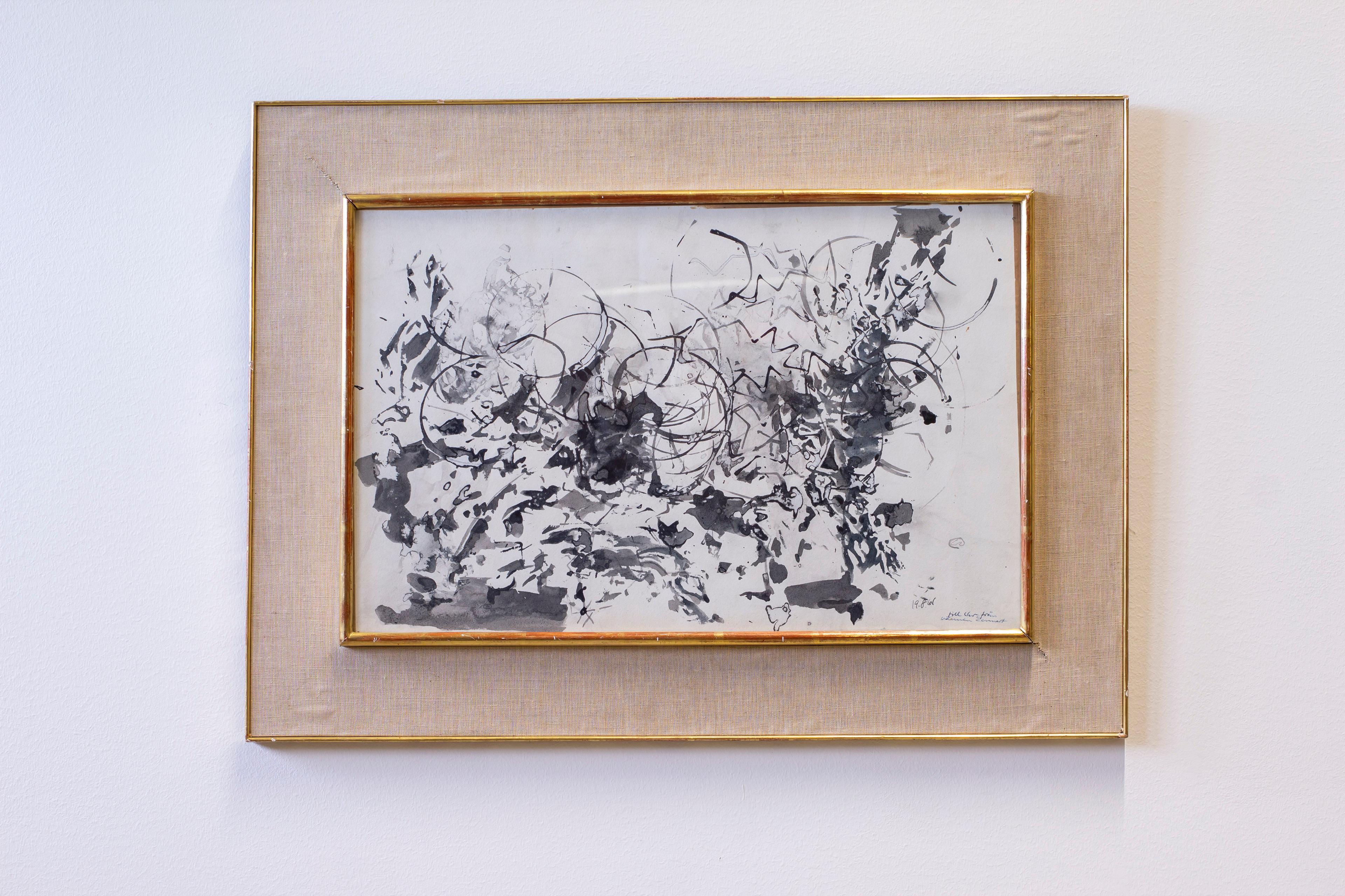 „Seston“ Tusche auf Papier-Gemälde von Lennart Rodhe, Schweden 1961 (Skandinavische Moderne) im Angebot