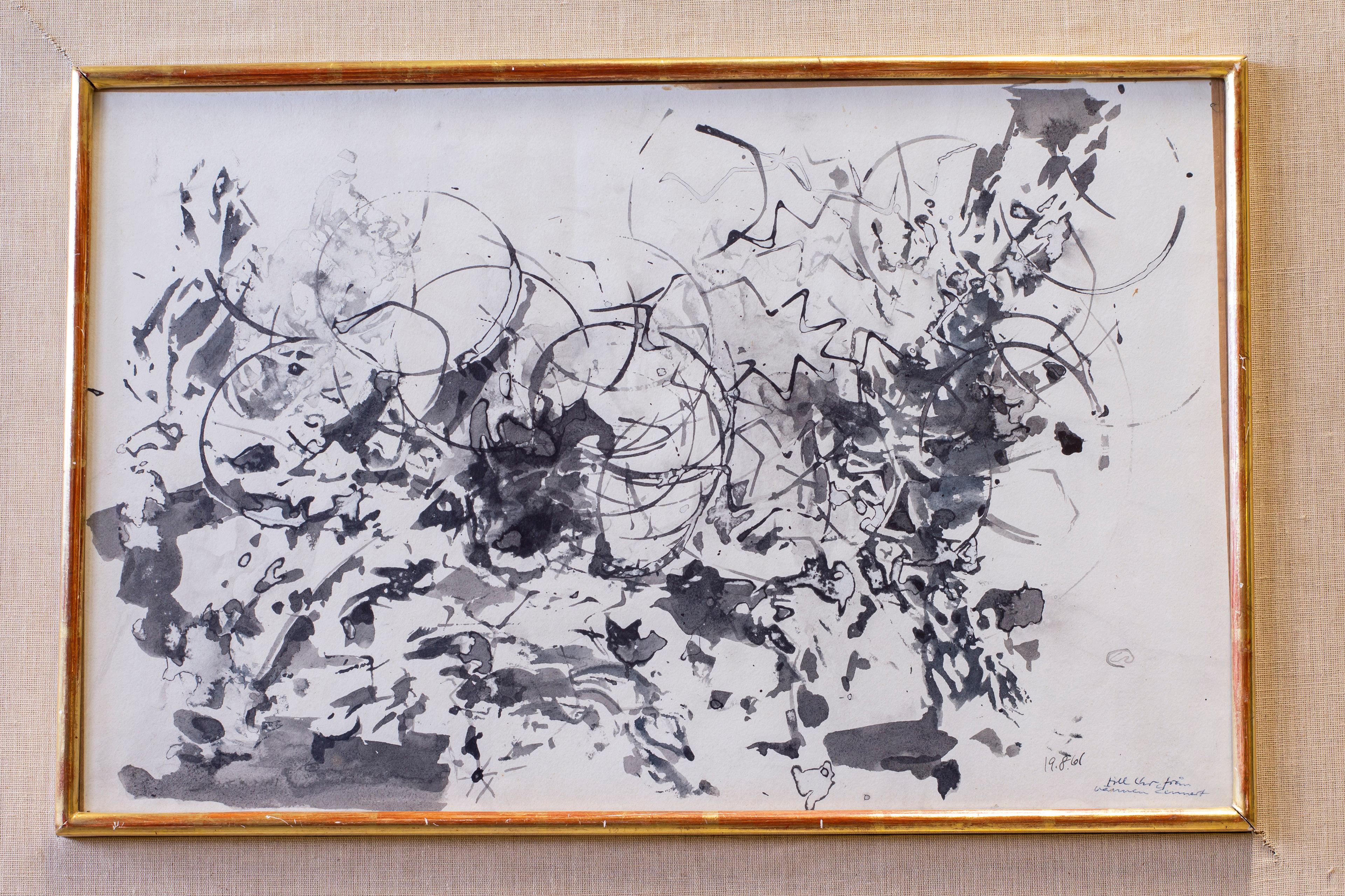 „Seston“ Tusche auf Papier-Gemälde von Lennart Rodhe, Schweden 1961 (Schwedisch) im Angebot