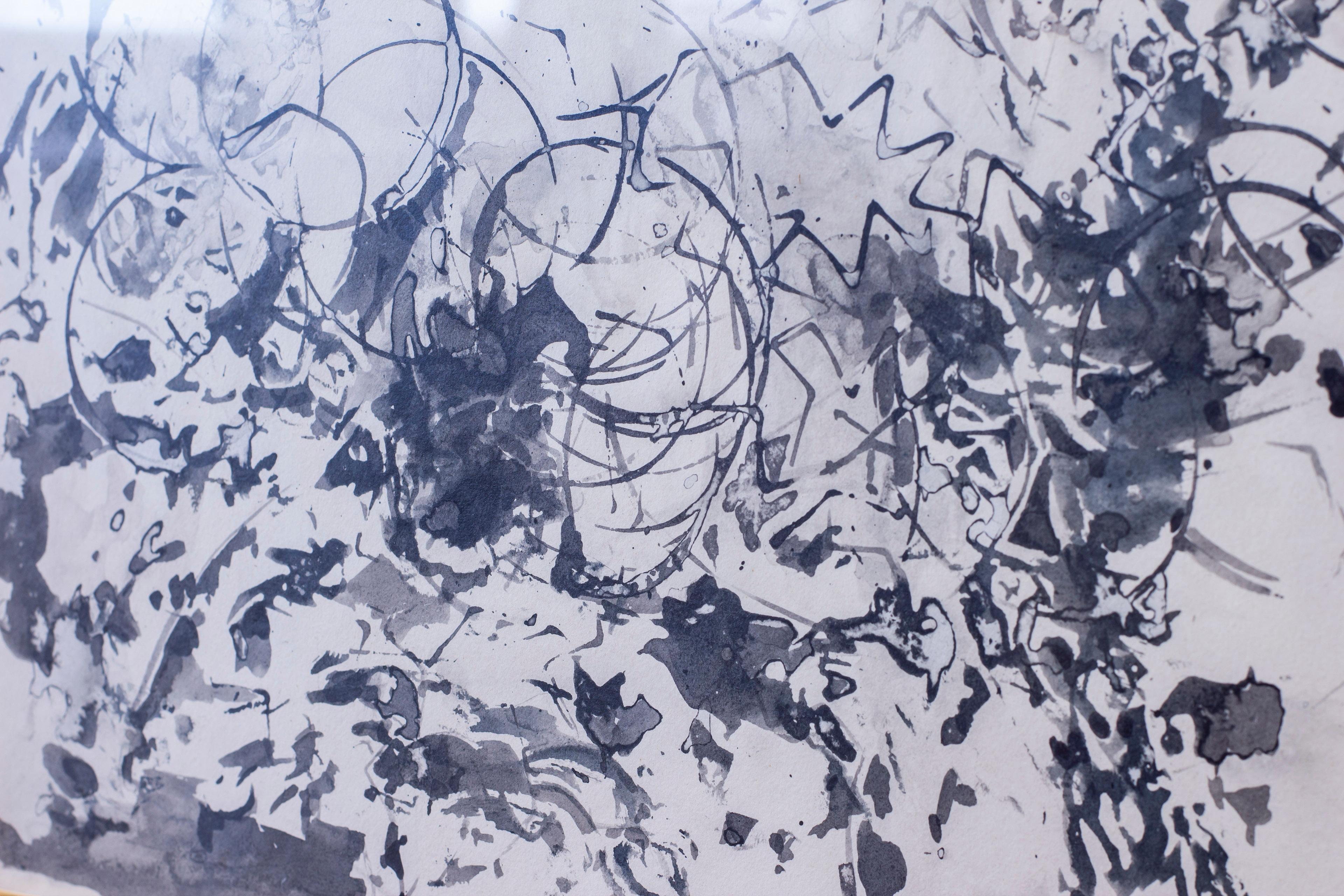 „Seston“ Tusche auf Papier-Gemälde von Lennart Rodhe, Schweden 1961 (Handbemalt) im Angebot