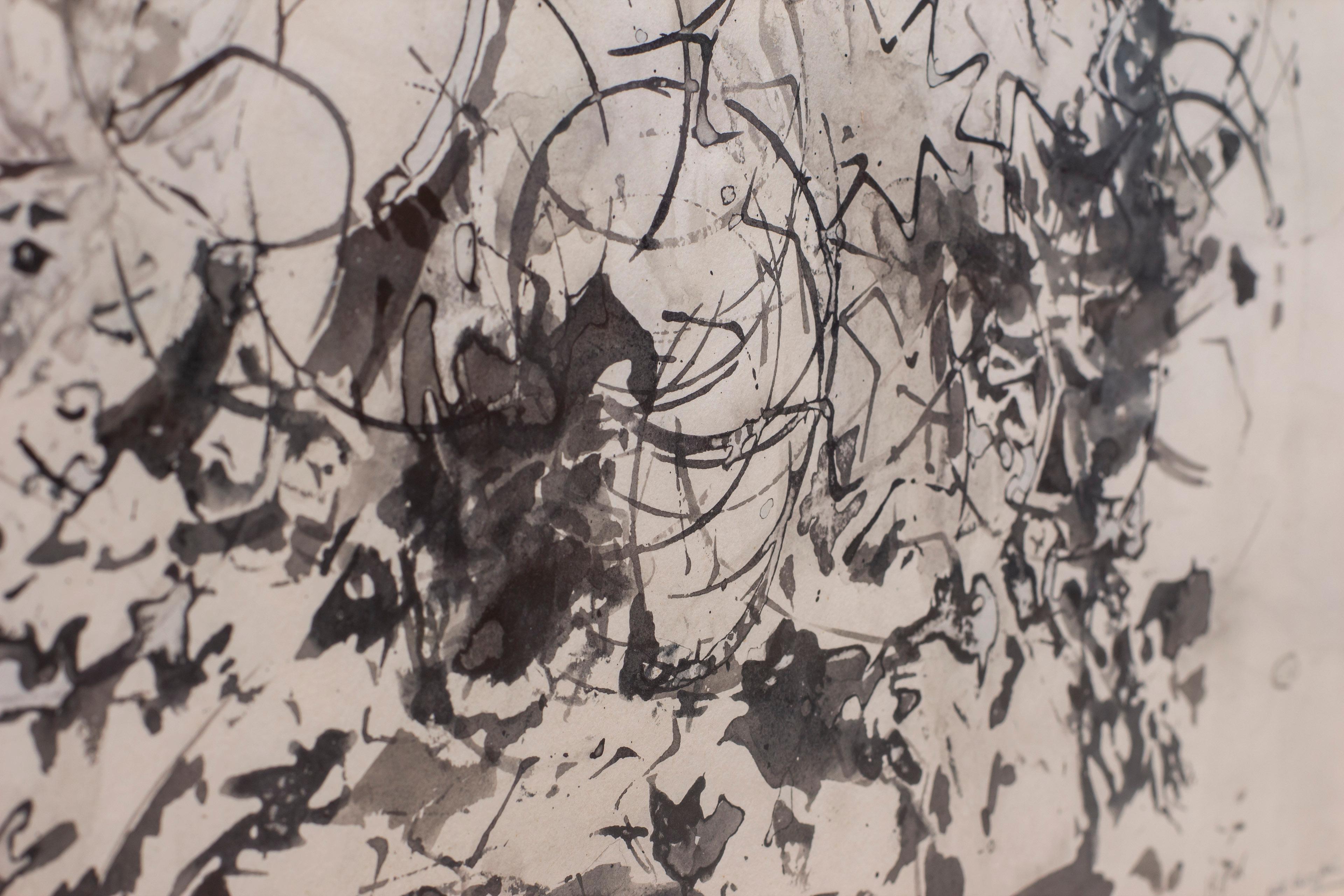 „Seston“ Tusche auf Papier-Gemälde von Lennart Rodhe, Schweden 1961 (Mitte des 20. Jahrhunderts) im Angebot