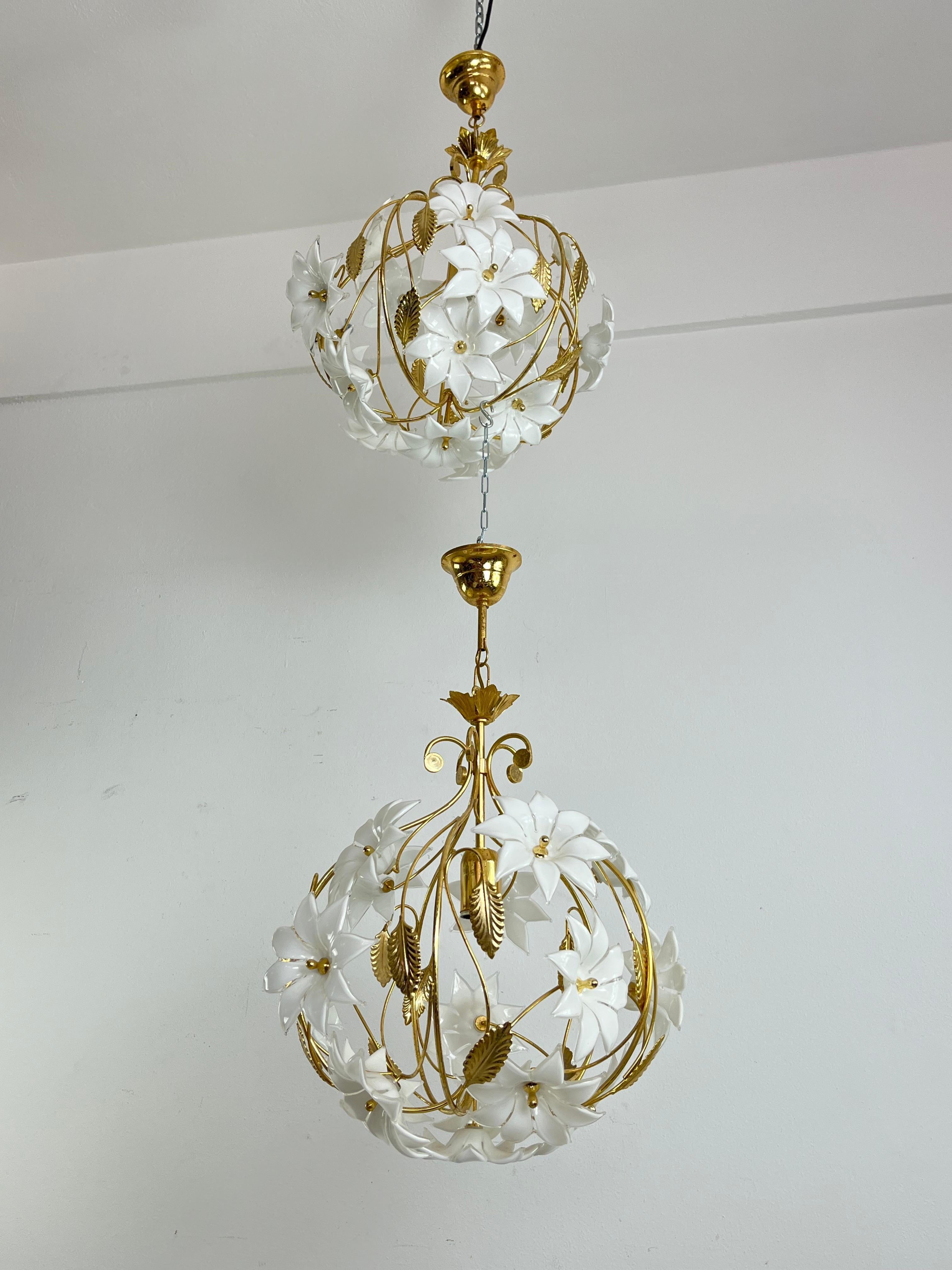 Set di 2 lampadari in vetro di Murano  1970s in vendita 1