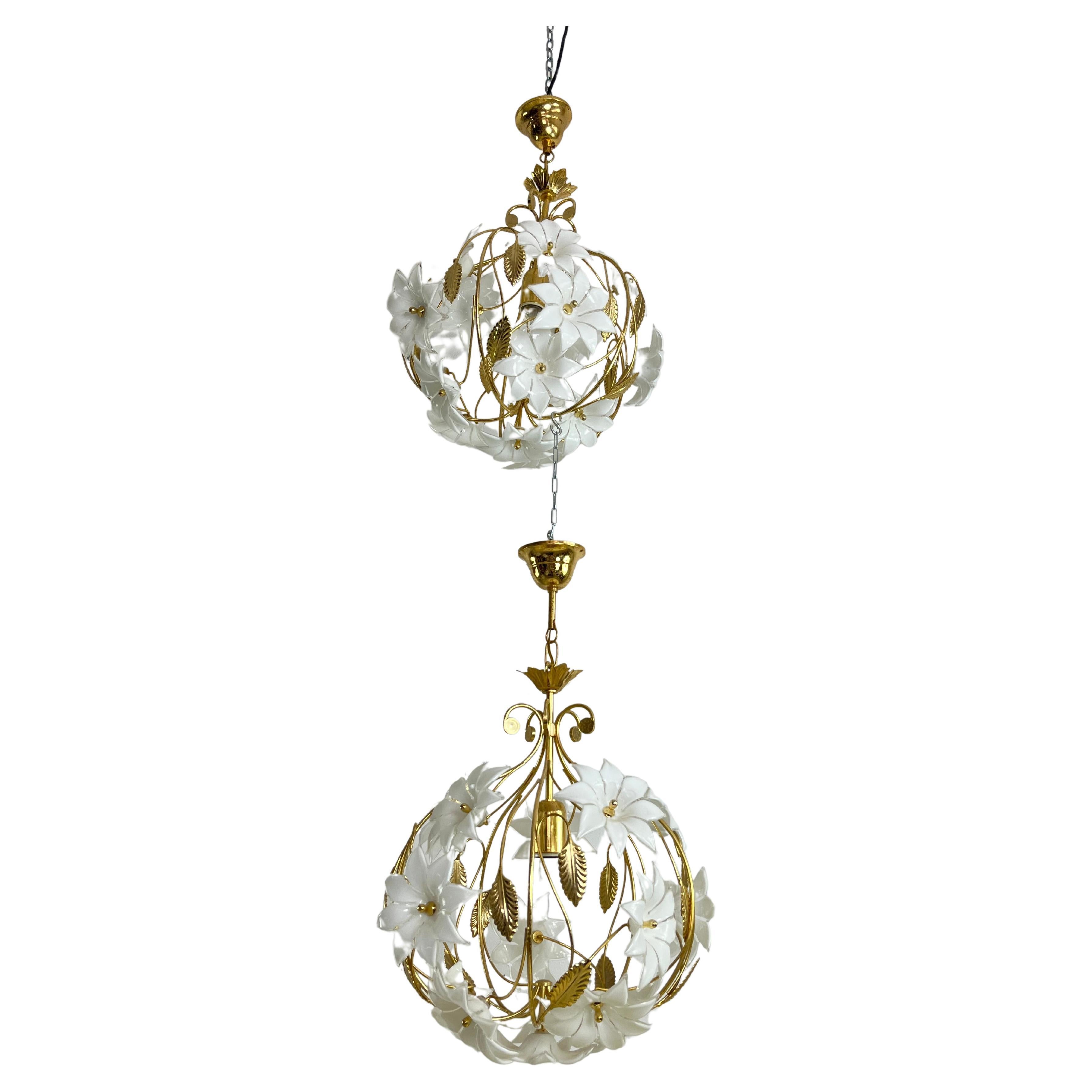 Set di 2 lampadari in vetro di Murano  1970s in vendita