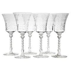 Vintage Mid Century Cut Crystal Goblets; Set of 6  