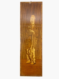 Set 1 of 3 Vintage Italian Marquetry Wood Inlay Musician Clowns Stamped