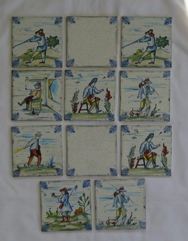 Glazed Set of Eleven Ceramic Wall Tiles by Servais of Germany Set 1, circa 1950