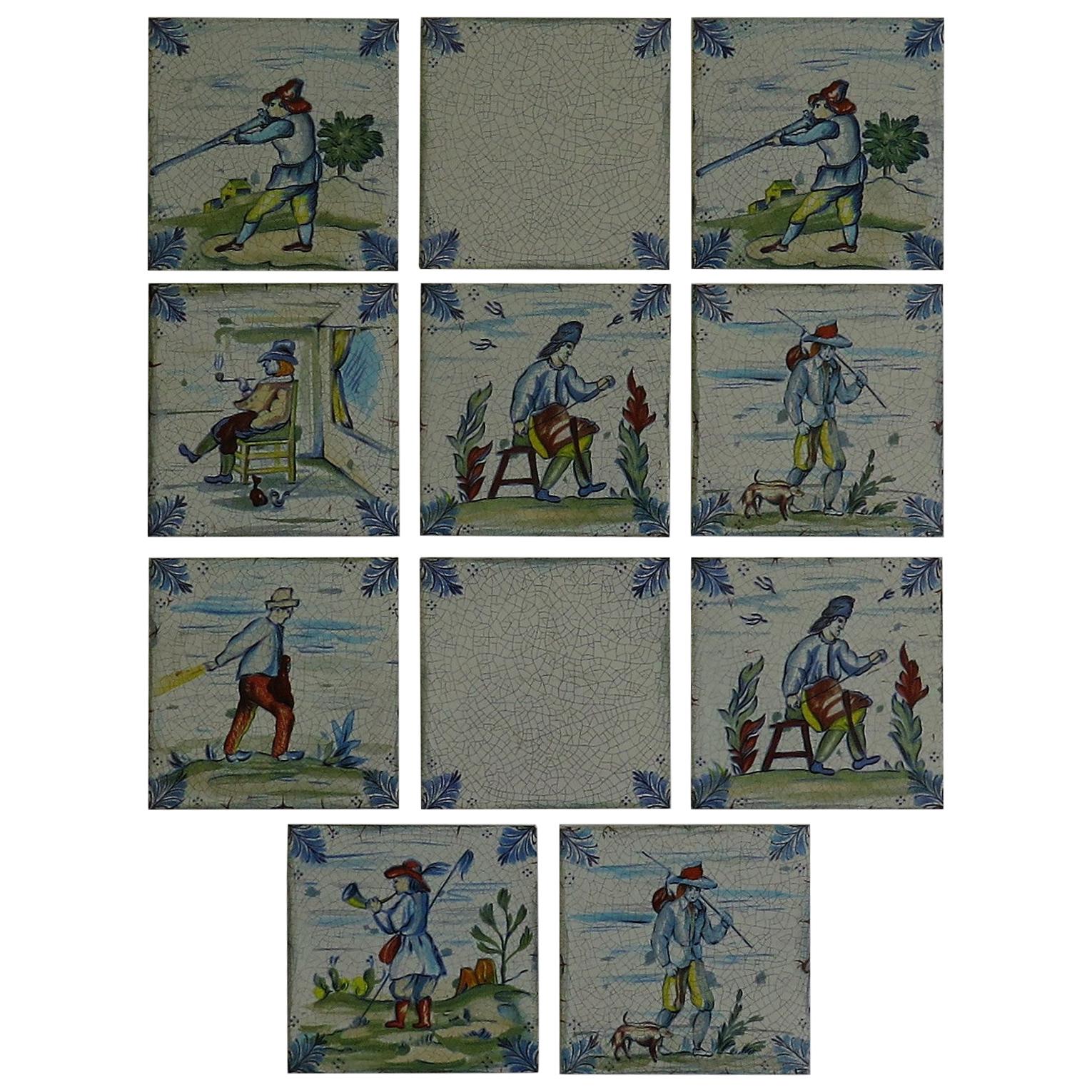 Set von elf Keramik-Wandfliesen von Servais of Germany, Set 1, um 1950