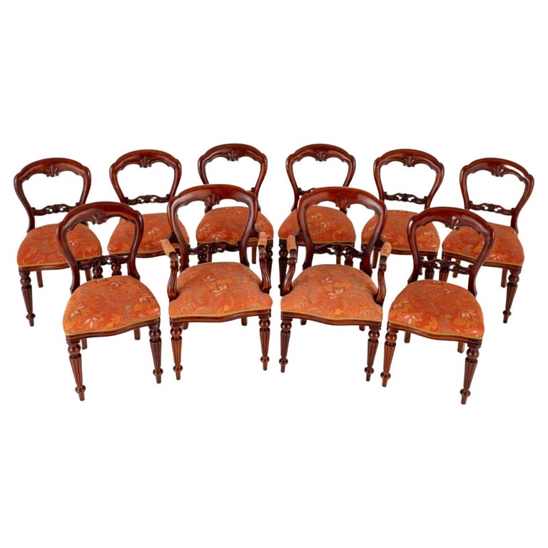 Set 10 Balloon Back Chairs Victorian Dining For Sale at 1stDibs