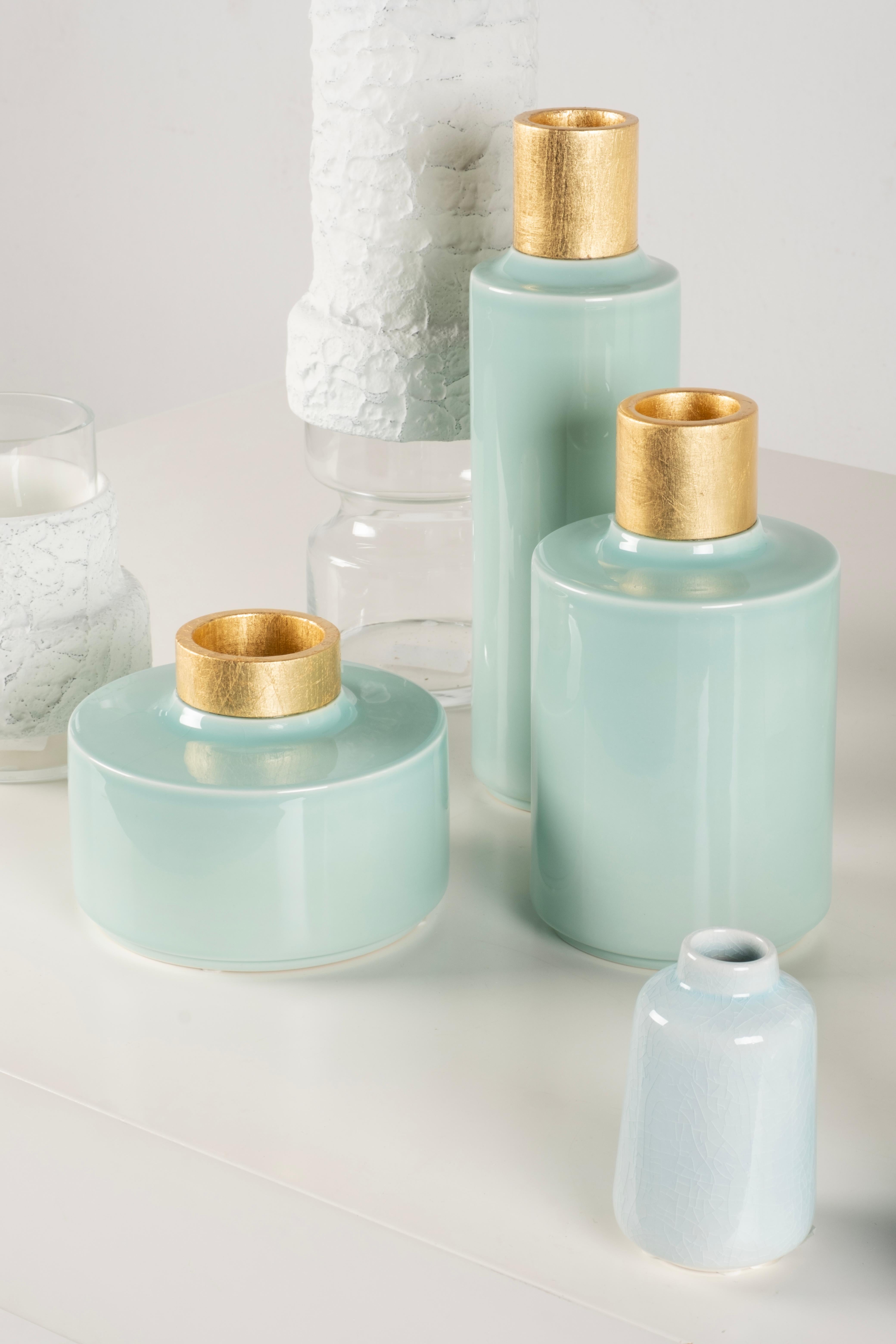 Art Déco Set/10 vasi in ceramica, vetro e Wood realizzati a mano in Portogallo da Lusitanus Home in vendita