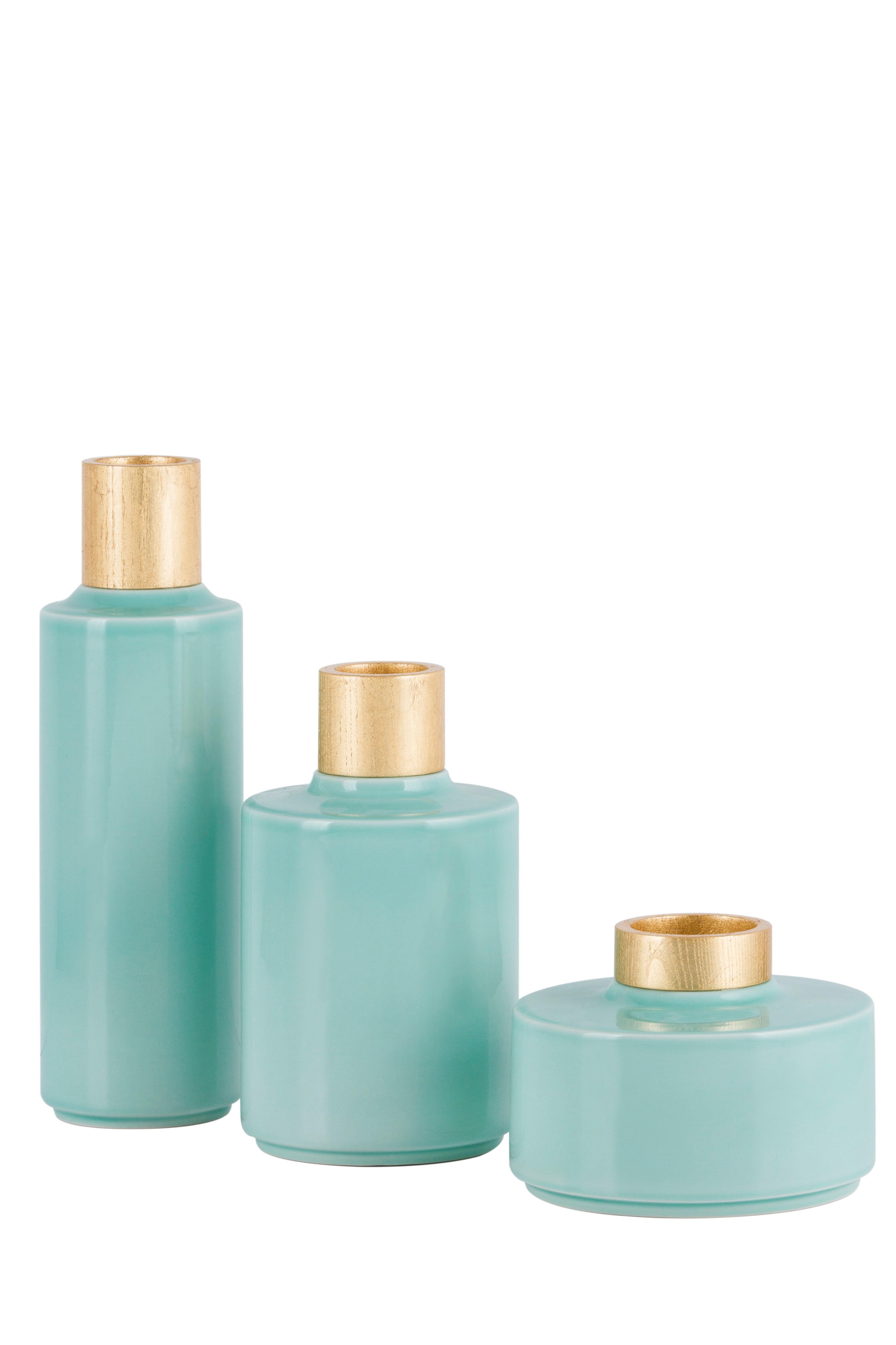 Set/10 vasi in ceramica, vetro e Wood realizzati a mano in Portogallo da Lusitanus Home in vendita 1