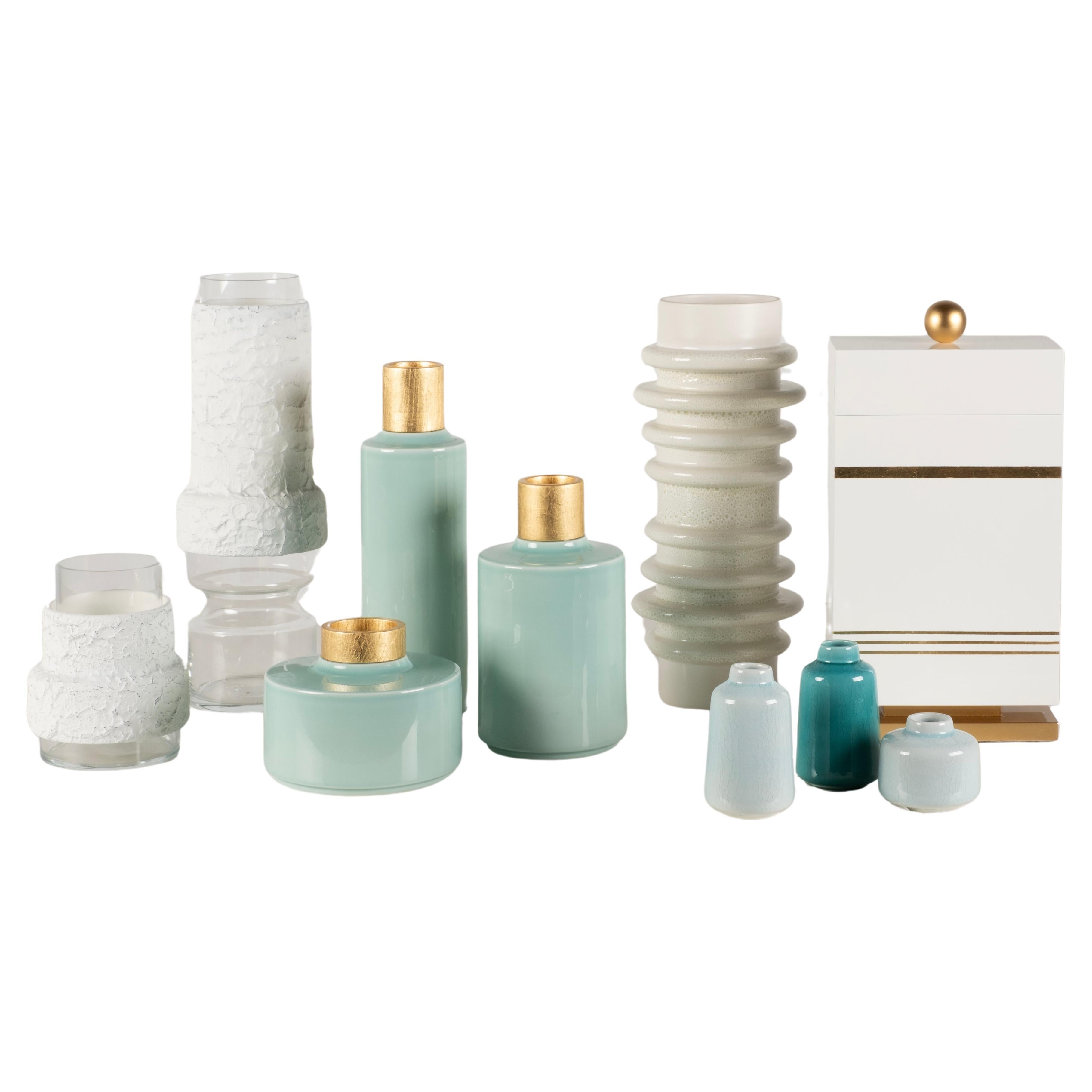 Set/10 Ceramic, Glass and Wood Pots & Vases Handmade Portugal by Lusitanus Home