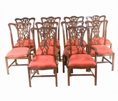 Set 10 Chippendale Dining Chairs Mahogany