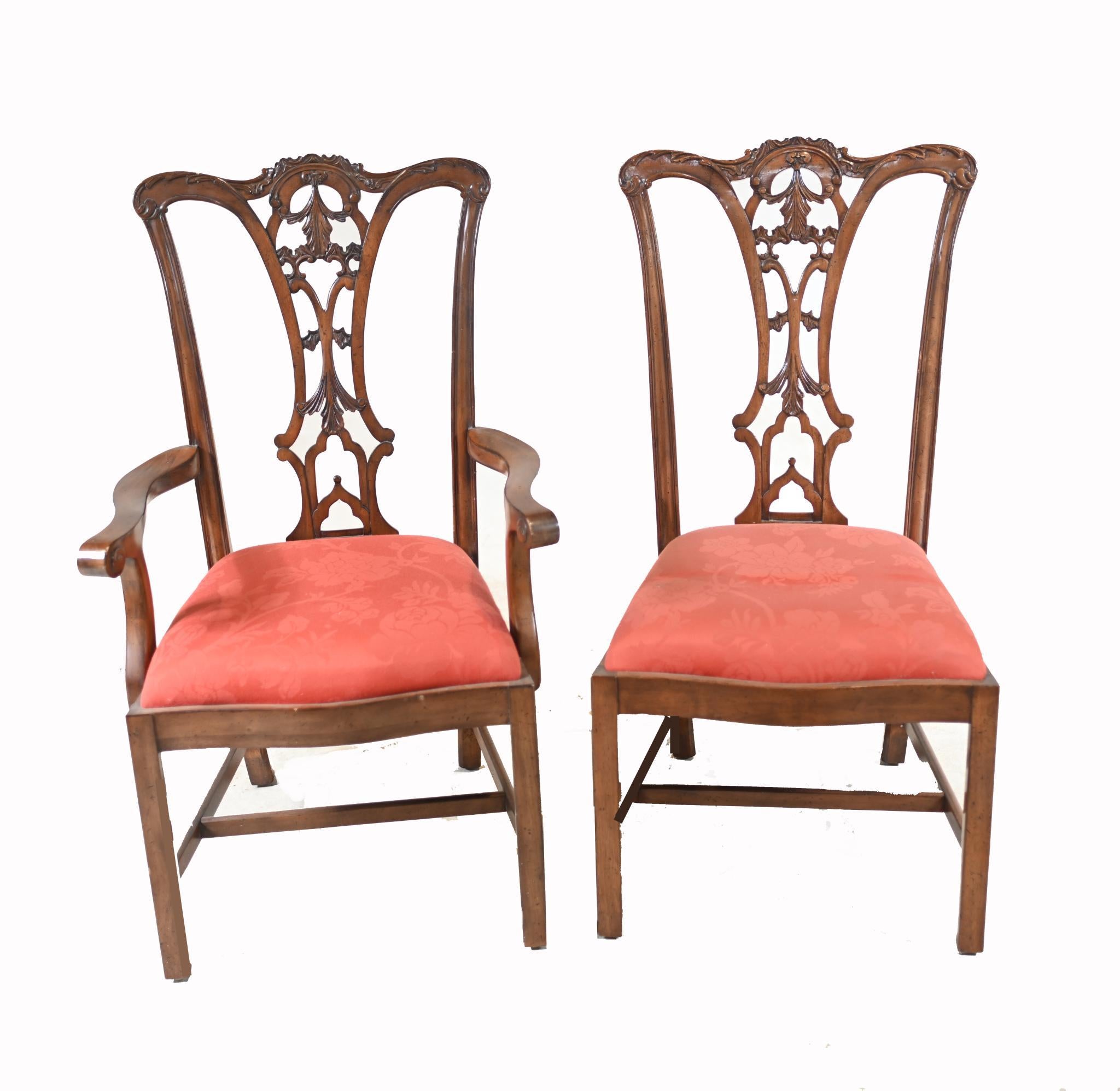 Set 10 Chippendale Dining Chairs Mahogany In Good Condition For Sale In Potters Bar, GB