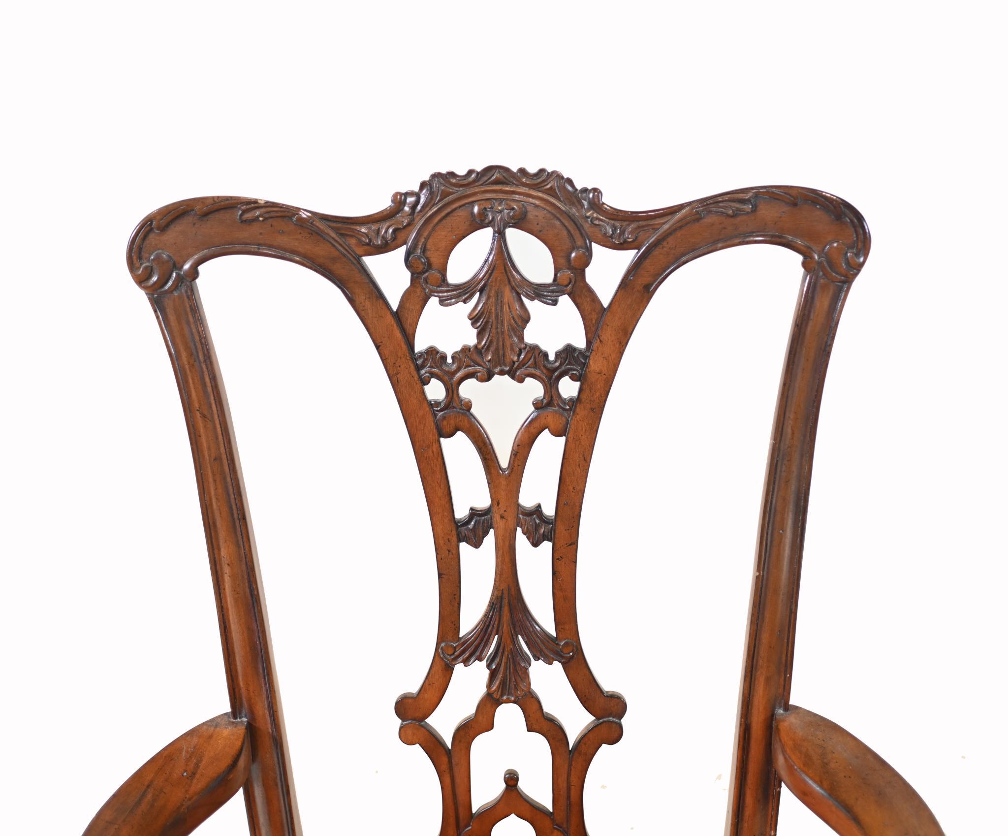 Set 10 Chippendale Dining Chairs Mahogany For Sale 1